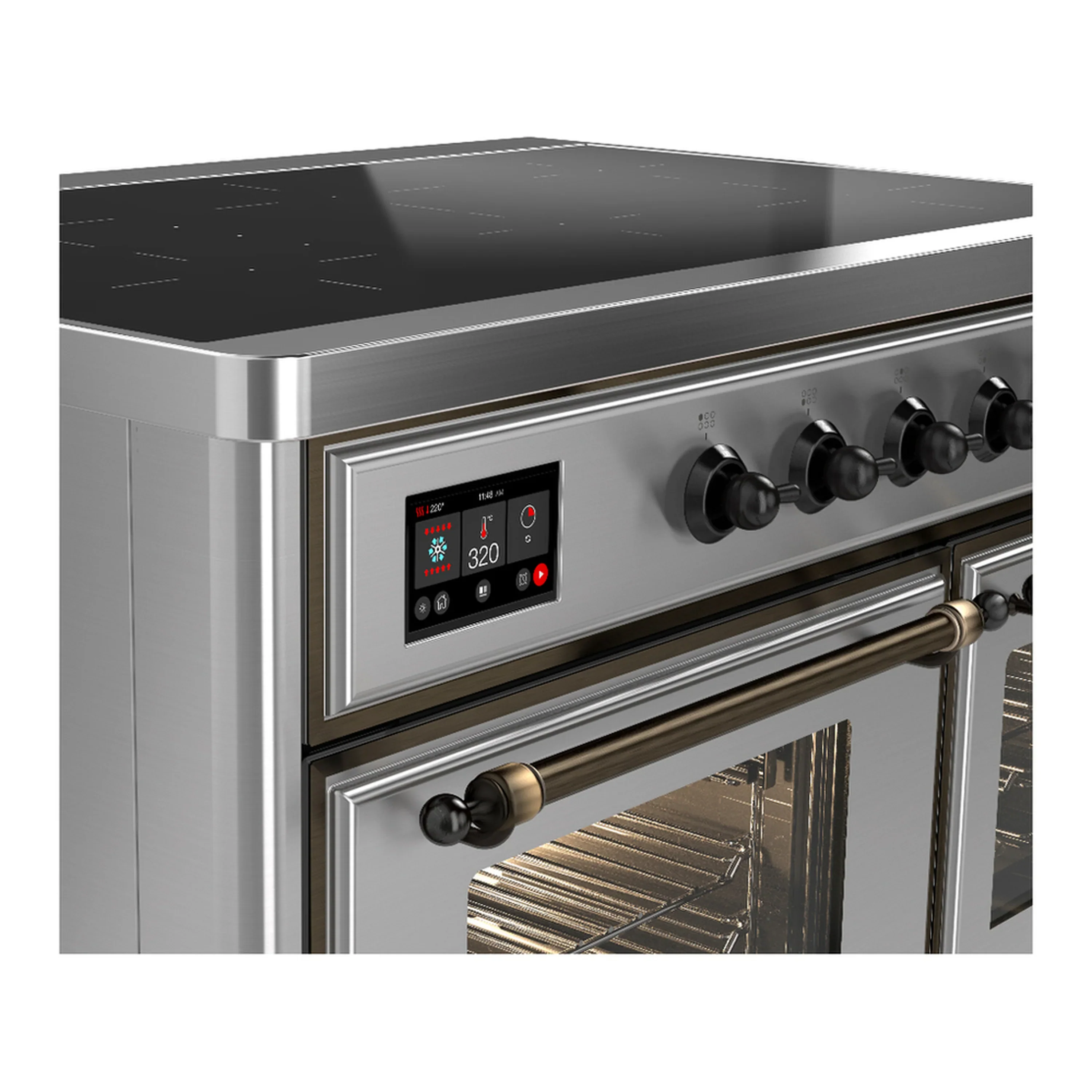 ILVE Majestic III 40-Inch Induction Range with 6 Induction Elements and Triple Glass Door Electric Oven in Stainless Steel with Burnished Trim (UMDIB40NR3SSB) - Image 7