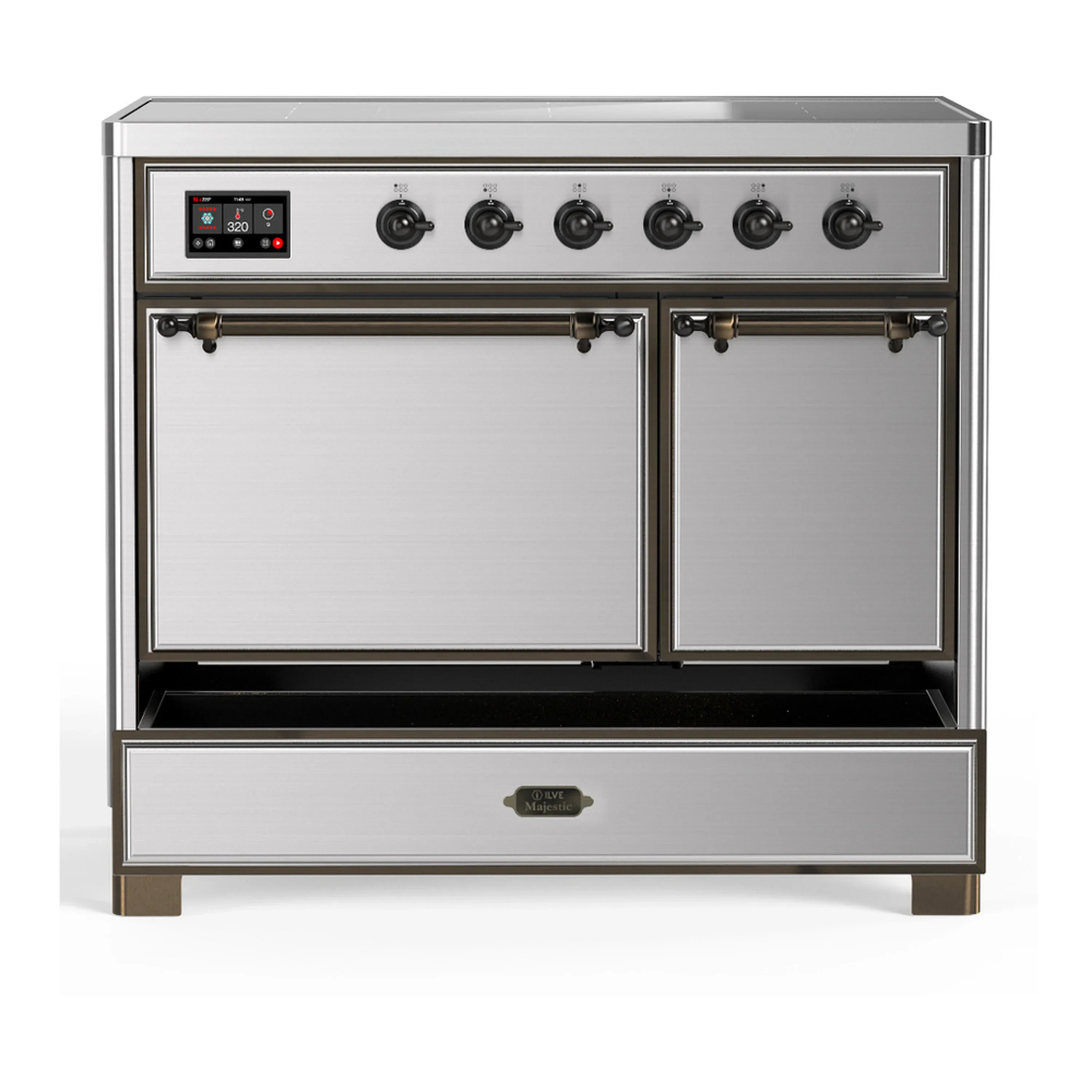 ILVE Majestic III 40-Inch Induction Range with 6 Induction Elements and Solid Door Electric Oven in Stainless Steel with Burnished Trim (UMDIB40QNR3SSB) - Image 3