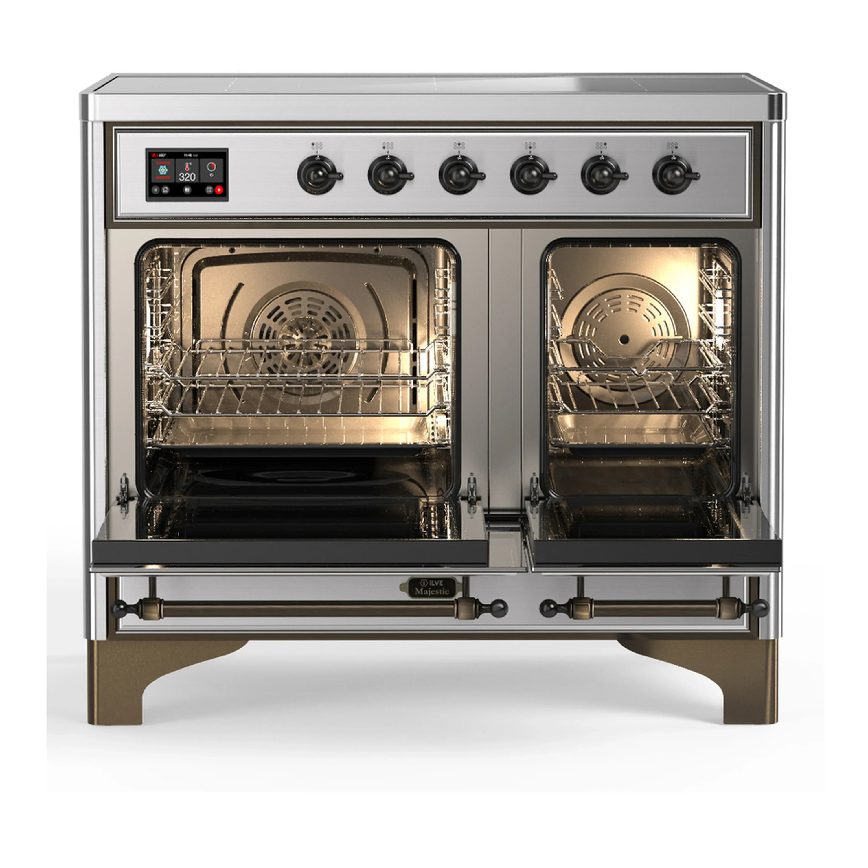 ILVE Majestic III 40-Inch Induction Range with 6 Induction Elements and Solid Door Electric Oven in Stainless Steel with Burnished Trim (UMDIB40QNR3SSB) - Image 6