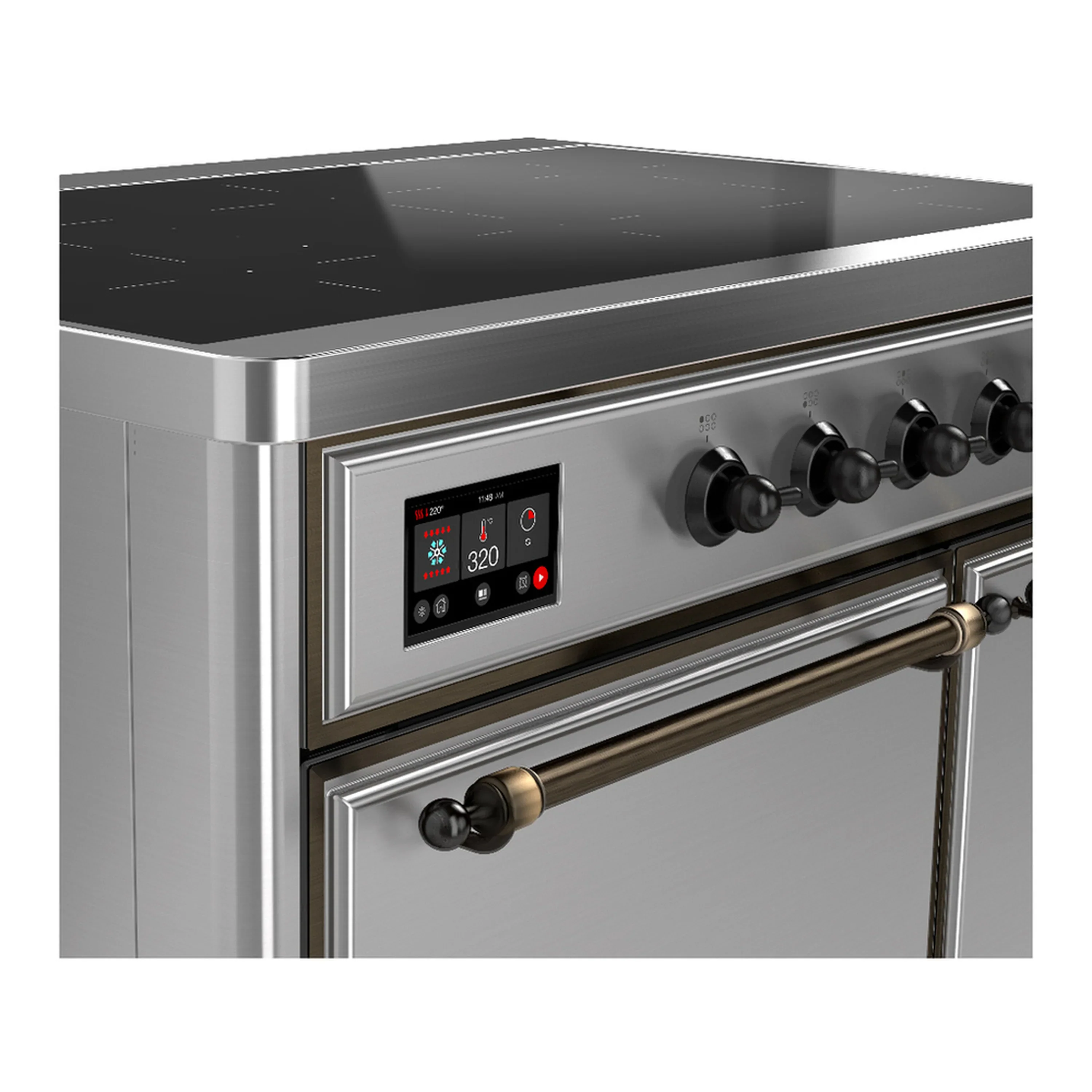 ILVE Majestic III 40-Inch Induction Range with 6 Induction Elements and Solid Door Electric Oven in Stainless Steel with Burnished Trim (UMDIB40QNR3SSB) - Image 7