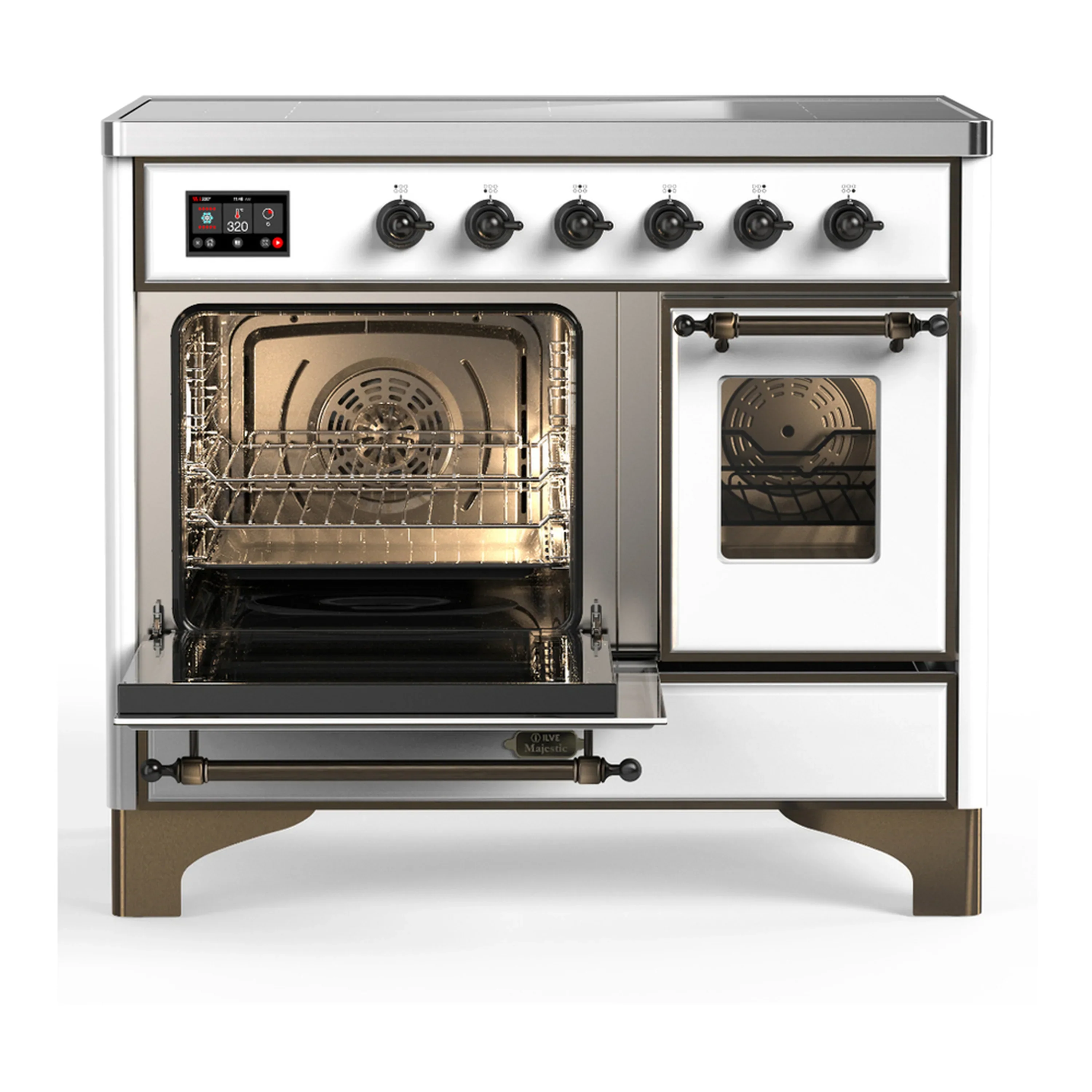ILVE Majestic III 40-Inch Induction Range with 6 Induction Elements and Triple Glass Door Electric Oven in White with Burnished Trim (UMDIB40NR3WHB) - Image 5