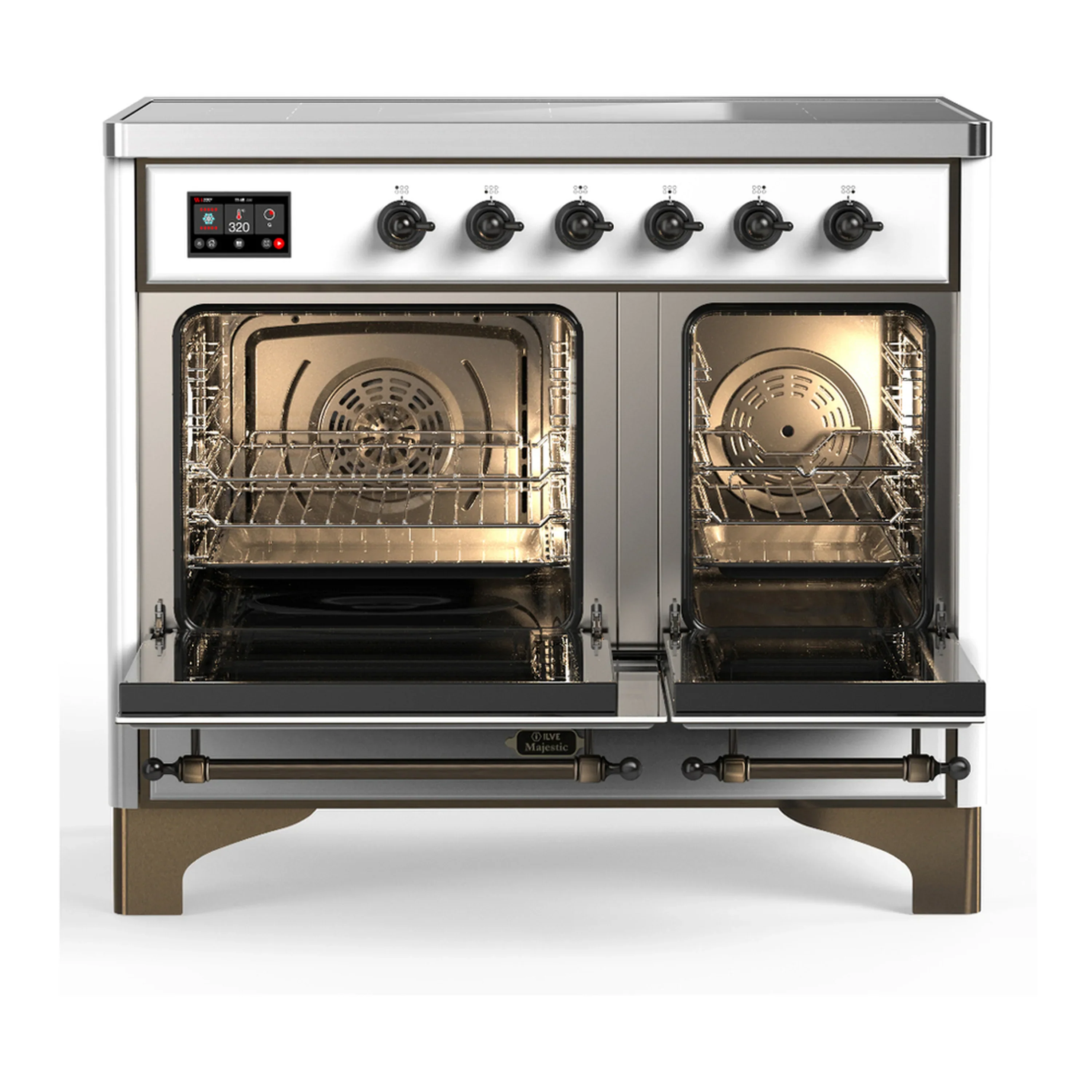ILVE Majestic III 40-Inch Induction Range with 6 Induction Elements and Triple Glass Door Electric Oven in White with Burnished Trim (UMDIB40NR3WHB) - Image 6
