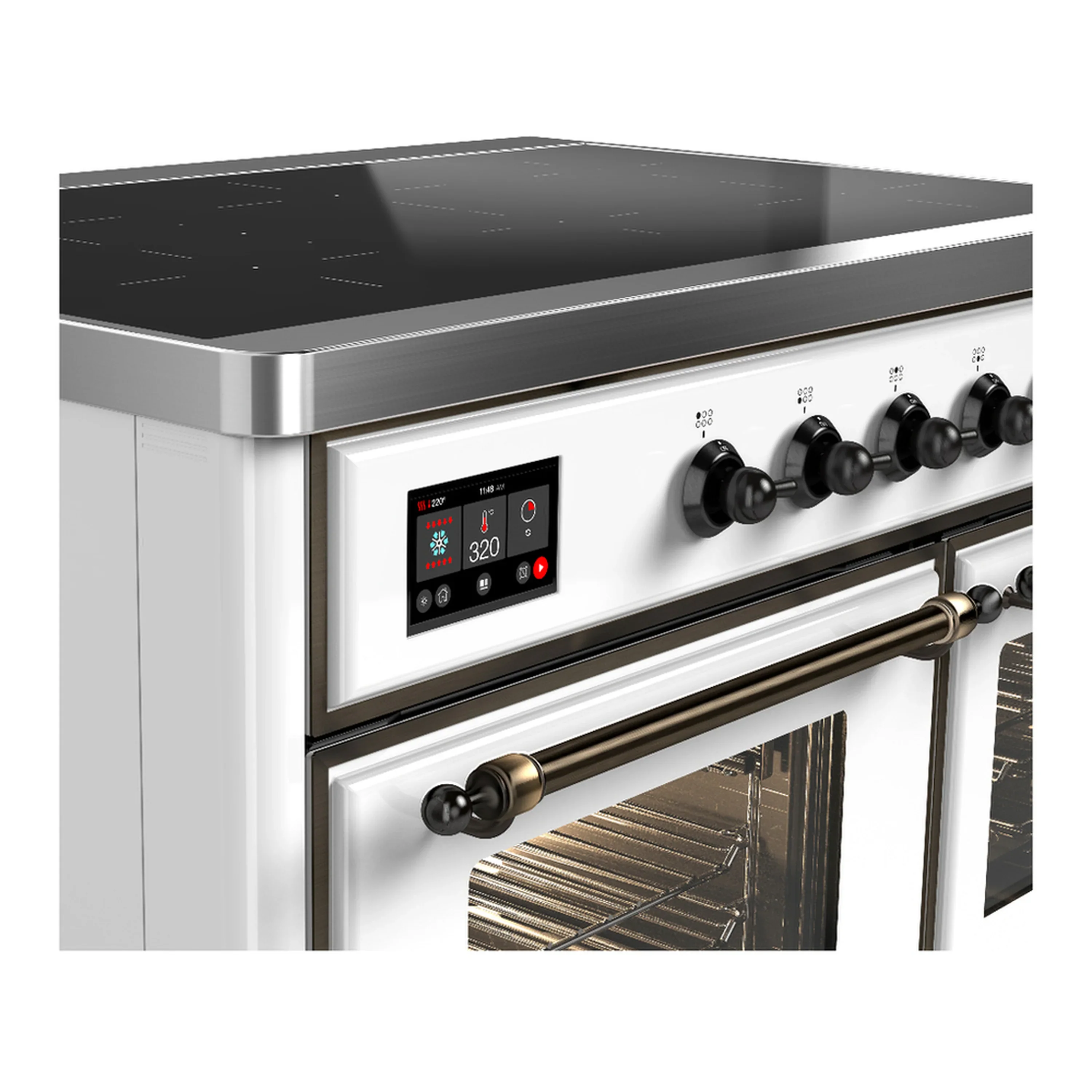ILVE Majestic III 40-Inch Induction Range with 6 Induction Elements and Triple Glass Door Electric Oven in White with Burnished Trim (UMDIB40NR3WHB) - Image 7