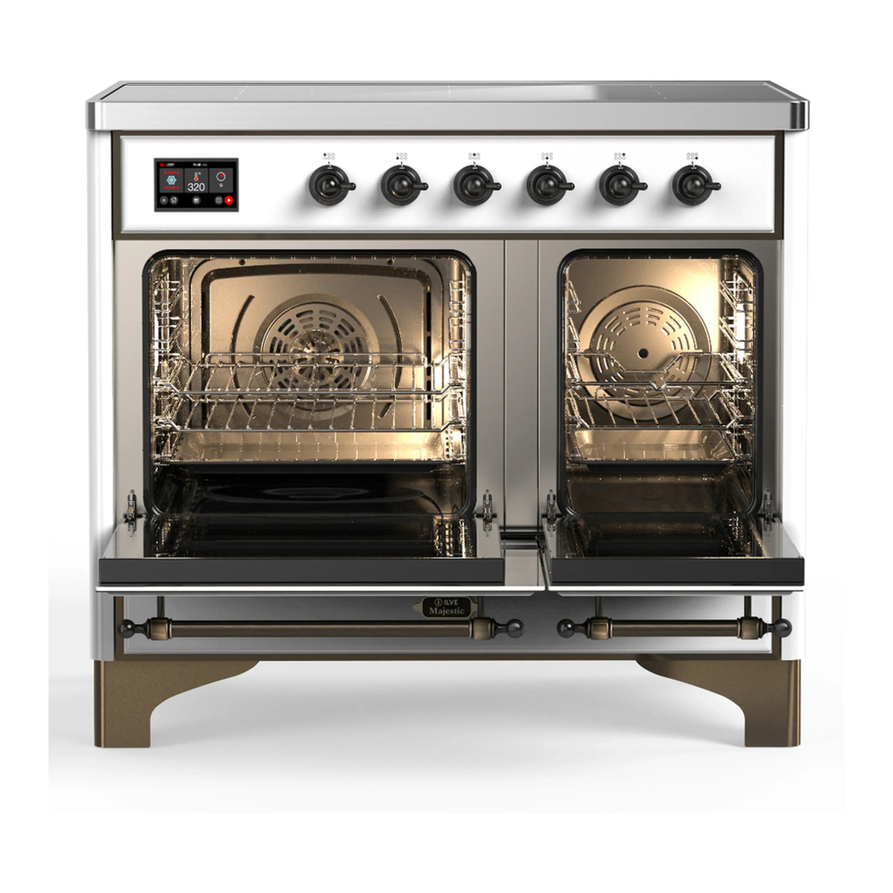 ILVE Majestic III 40-Inch Induction Range with 6 Induction Elements and Solid Door Electric Oven in White with Burnished Trim (UMDIB40QNR3WHB) - Image 6
