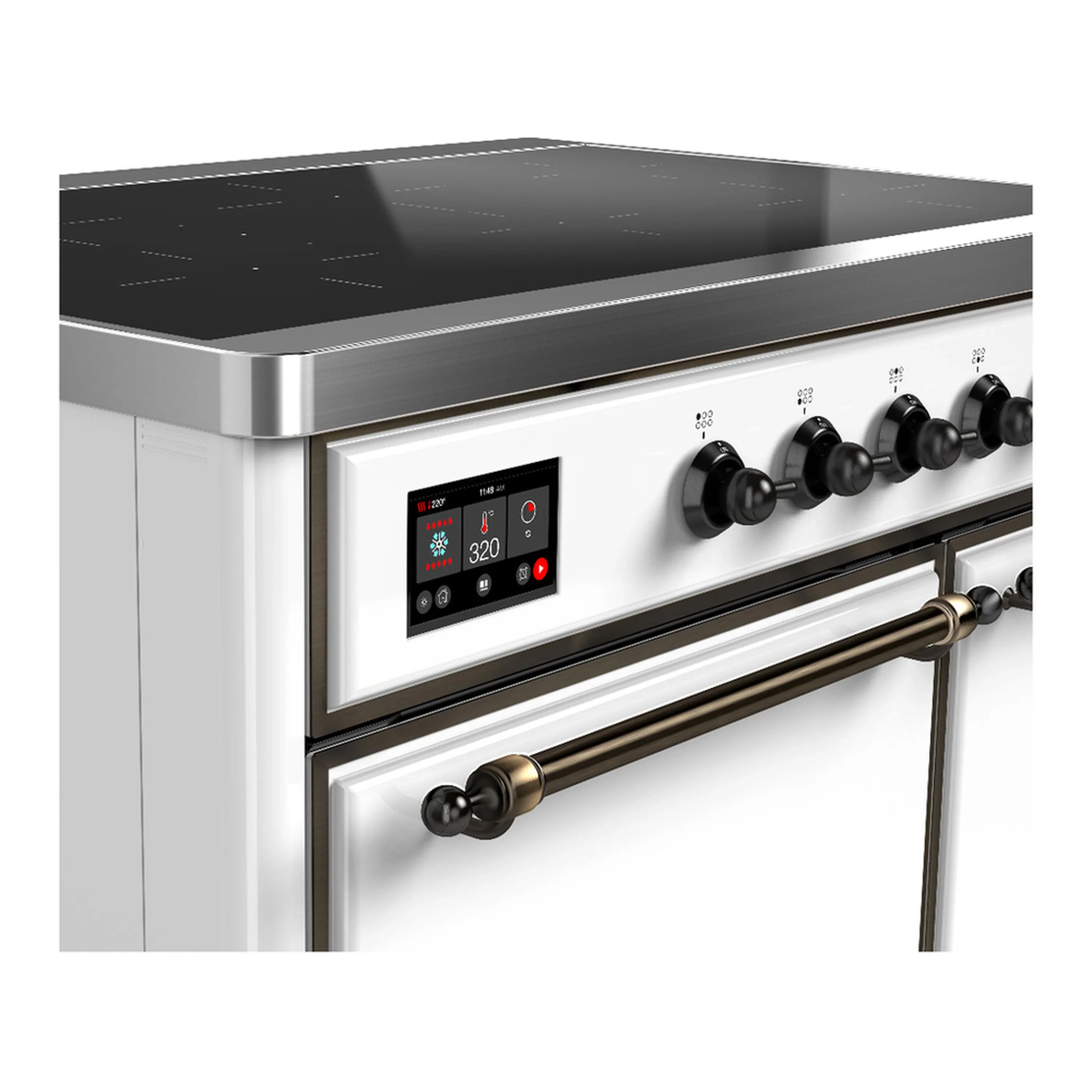 ILVE Majestic III 40-Inch Induction Range with 6 Induction Elements and Solid Door Electric Oven in White with Burnished Trim (UMDIB40QNR3WHB) - Image 7