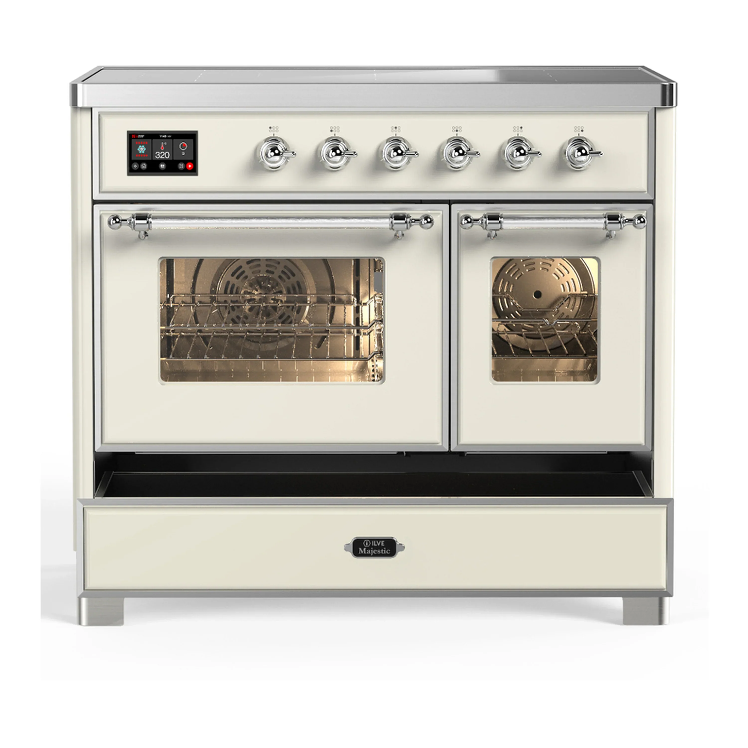 ILVE Majestic III 40-Inch Induction Range with 6 Induction Elements and Triple Glass Door Electric Oven in Antique White with Chrome Trim (UMDIB40NR3AWC) - Image 3