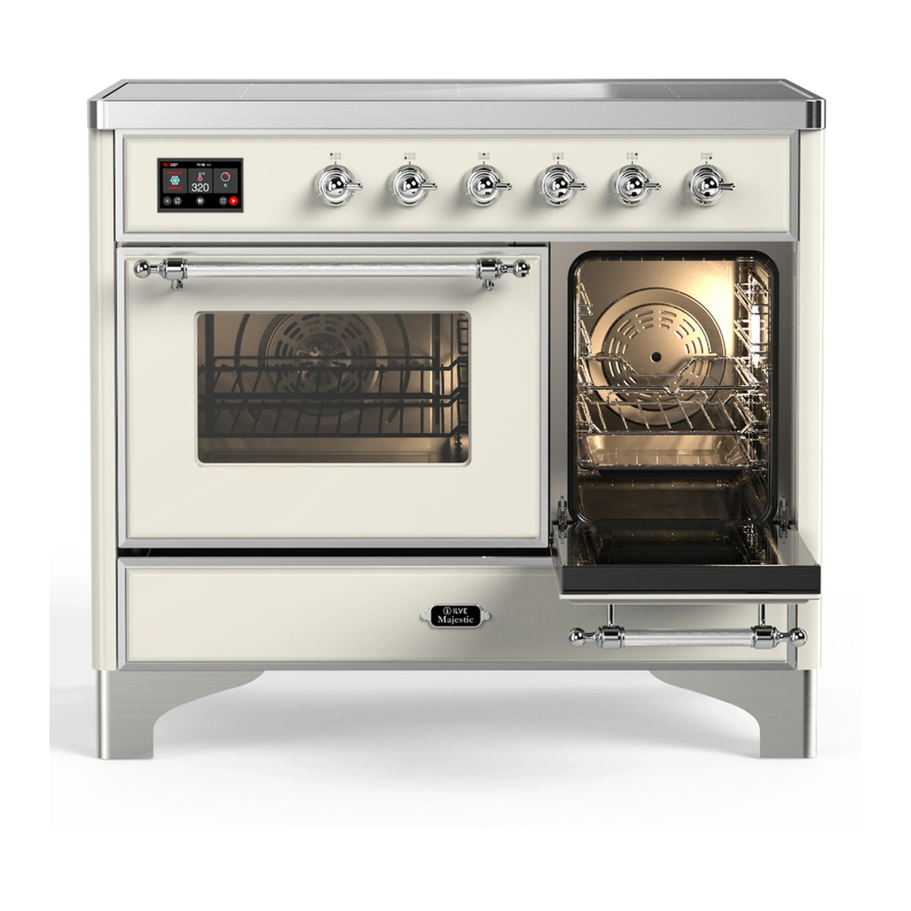 ILVE Majestic III 40-Inch Induction Range with 6 Induction Elements and Triple Glass Door Electric Oven in Antique White with Chrome Trim (UMDIB40NR3AWC) - Image 4