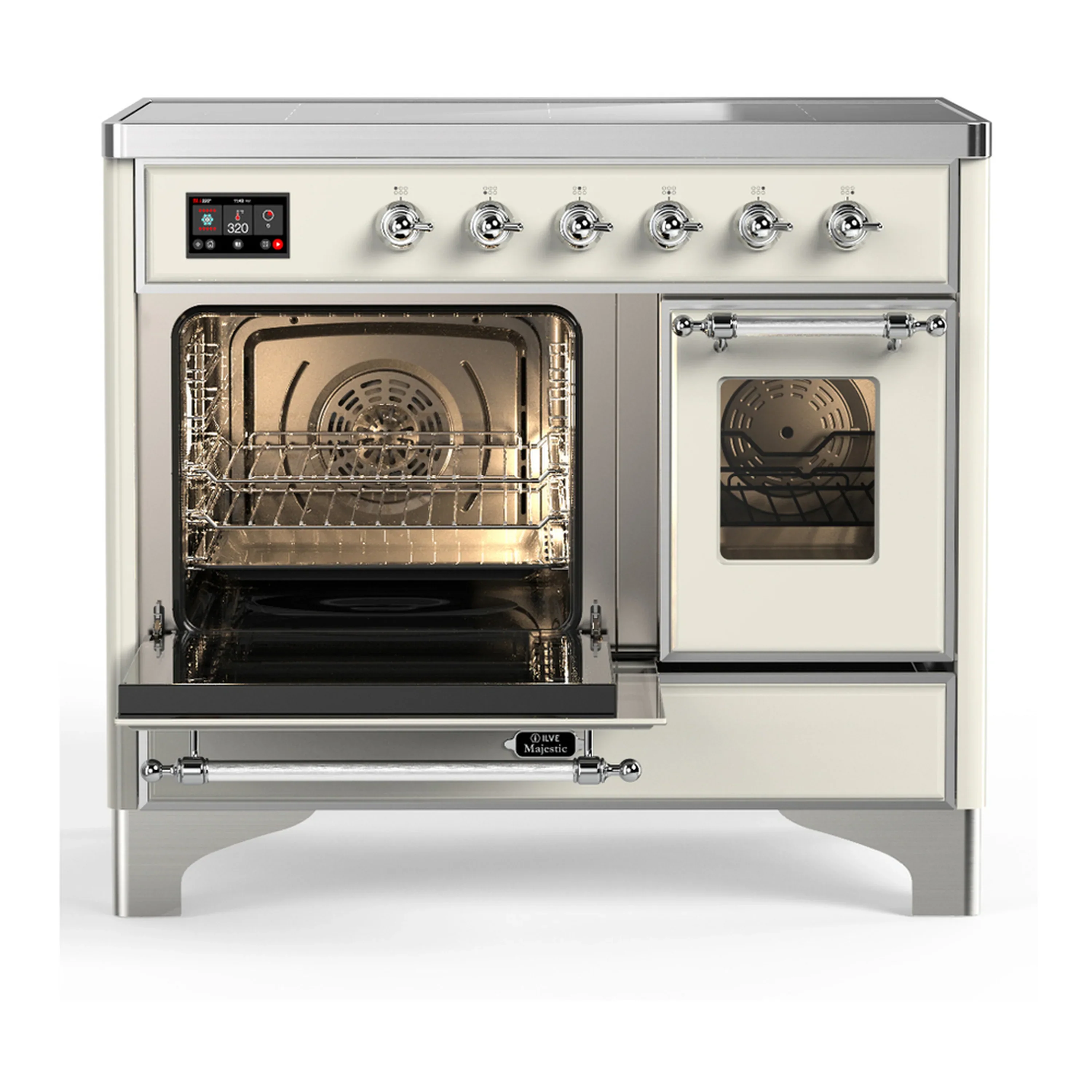 ILVE Majestic III 40-Inch Induction Range with 6 Induction Elements and Triple Glass Door Electric Oven in Antique White with Chrome Trim (UMDIB40NR3AWC) - Image 5