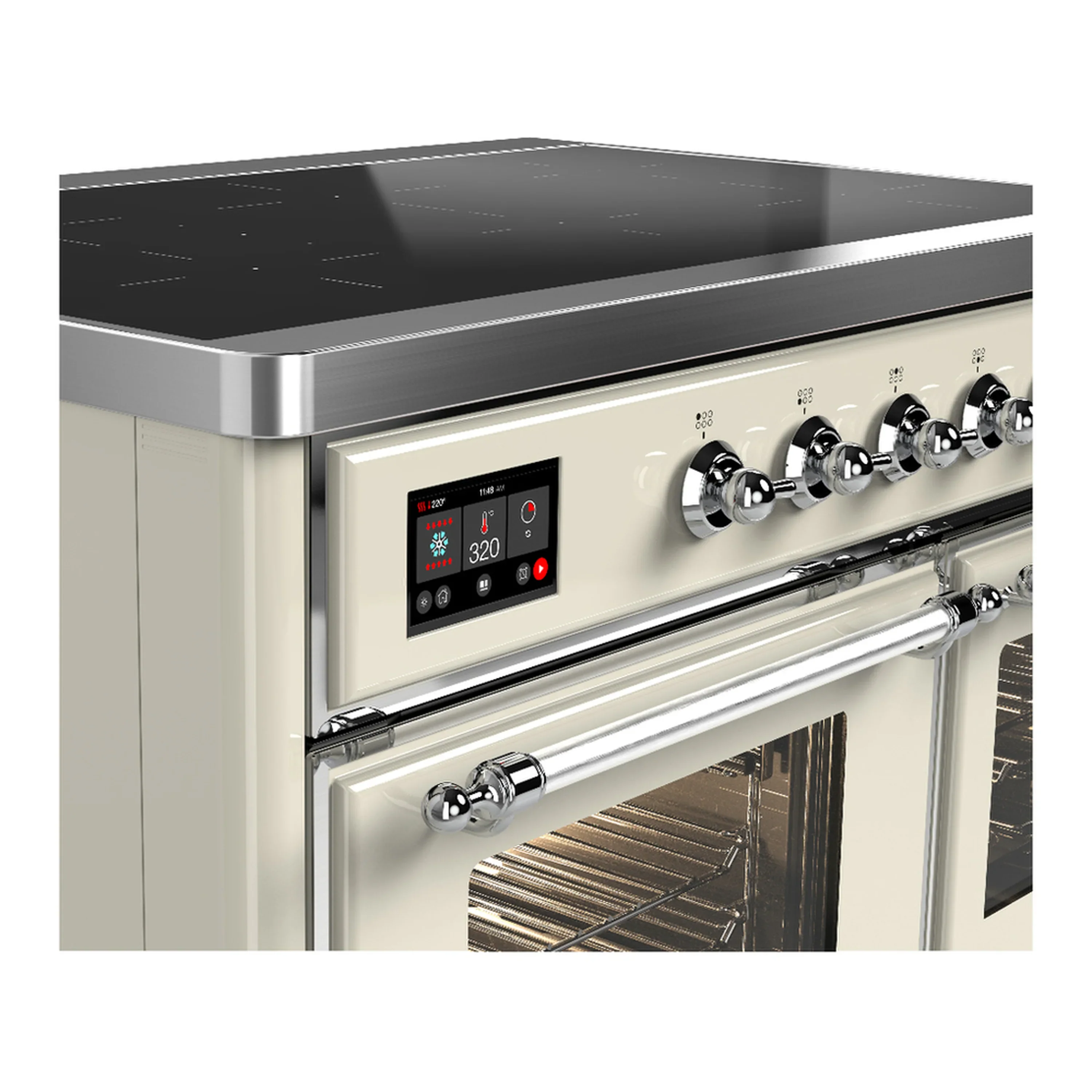ILVE Majestic III 40-Inch Induction Range with 6 Induction Elements and Triple Glass Door Electric Oven in Antique White with Chrome Trim (UMDIB40NR3AWC) - Image 7