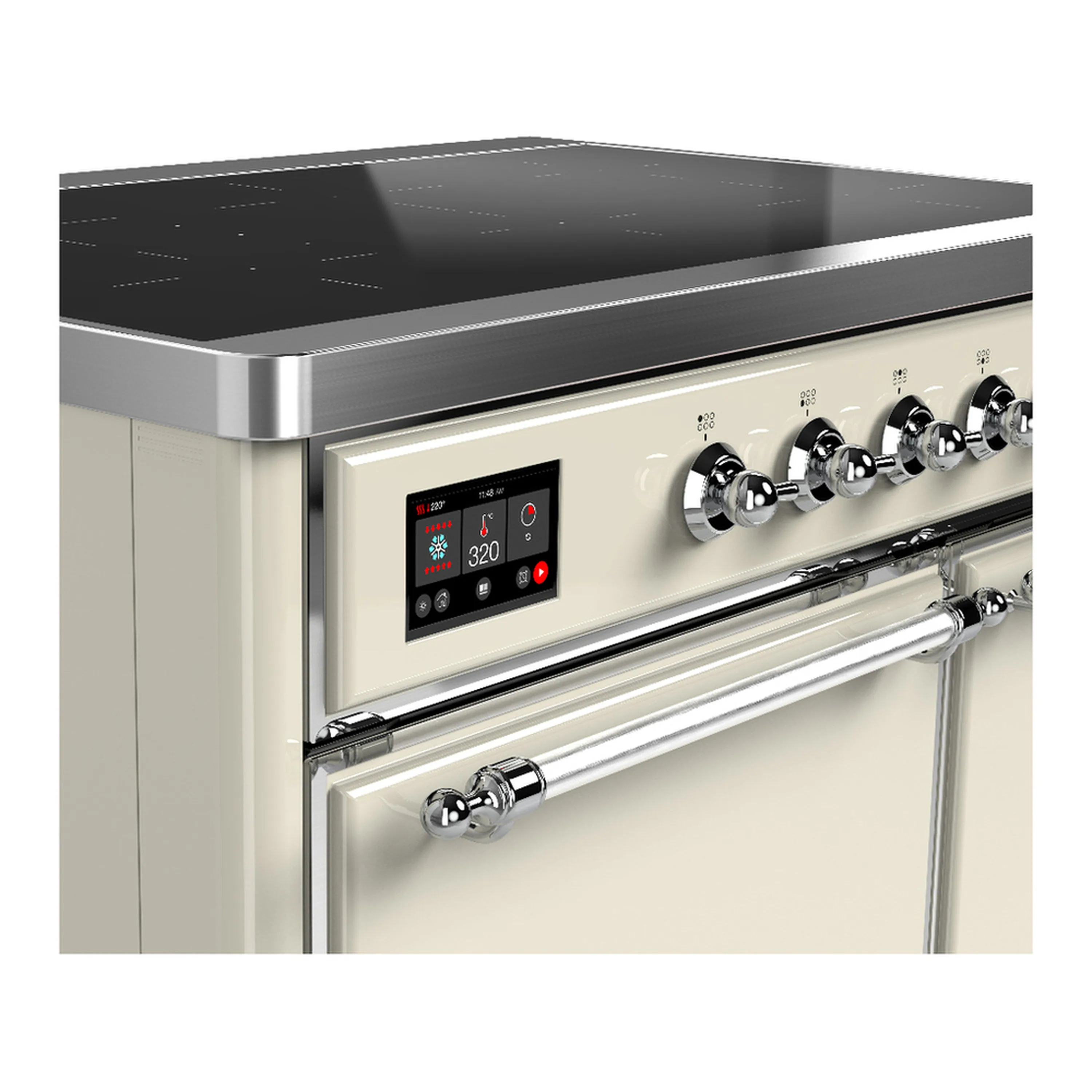 ILVE Majestic III 40-Inch Induction Range with 6 Induction Elements and Solid Door Electric Oven in Antique White with Chrome Trim (UMDIB40QNR3AWC) - Image 7