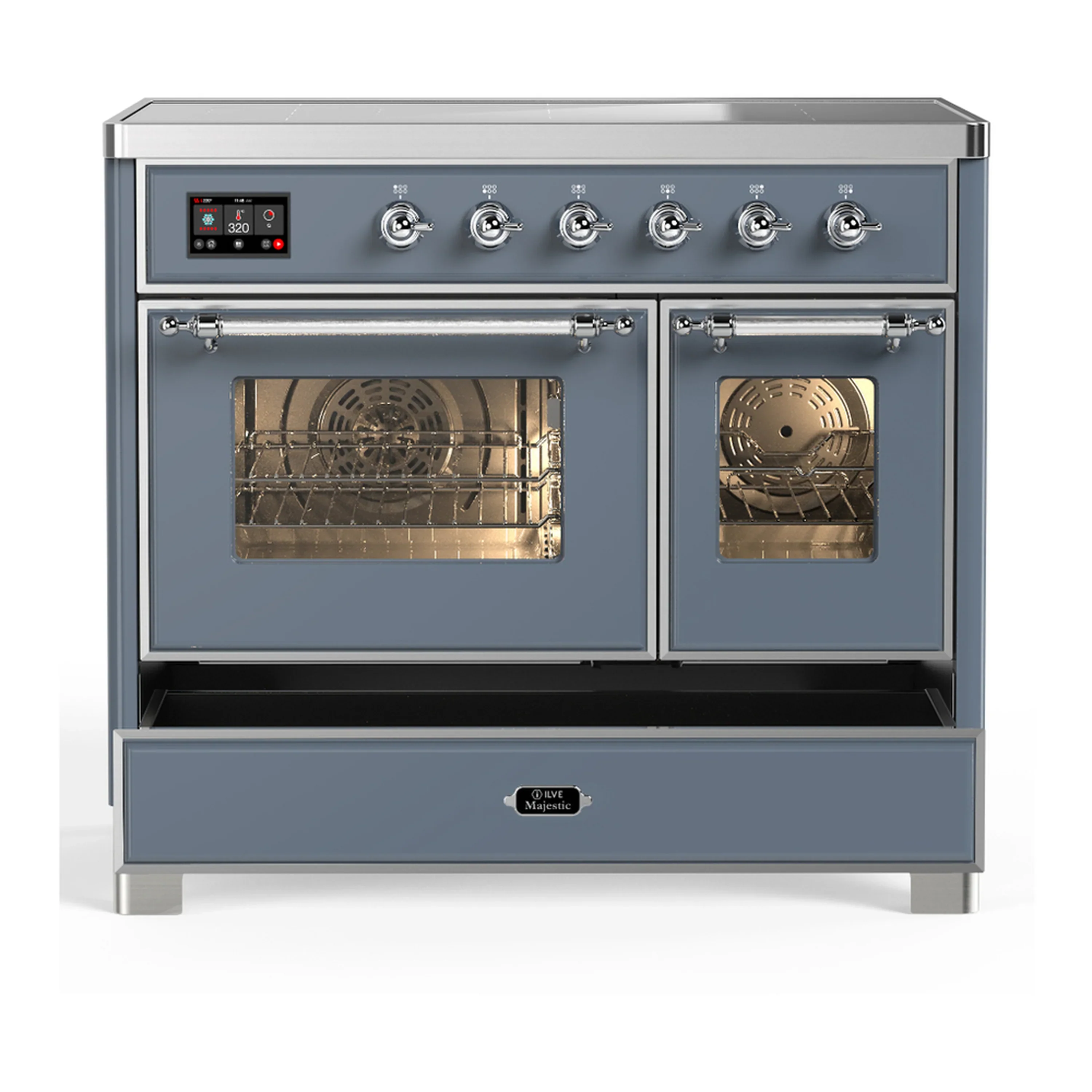 ILVE Majestic III 40-Inch Induction Range with 6 Induction Elements and Triple Glass Door Electric Oven in Blue Grey with Chrome Trim (UMDIB40NR3BGC) - Image 3