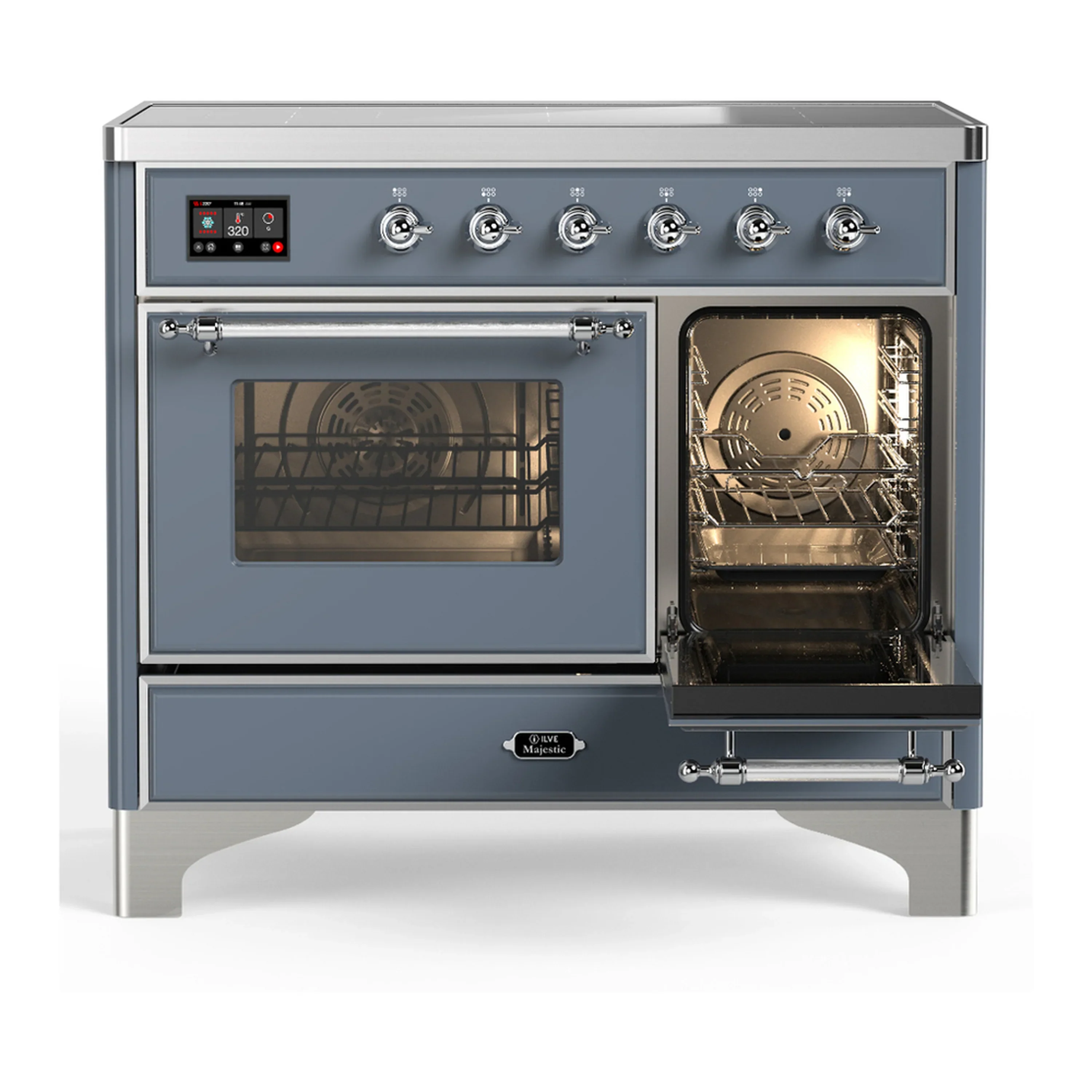 ILVE Majestic III 40-Inch Induction Range with 6 Induction Elements and Triple Glass Door Electric Oven in Blue Grey with Chrome Trim (UMDIB40NR3BGC) - Image 4