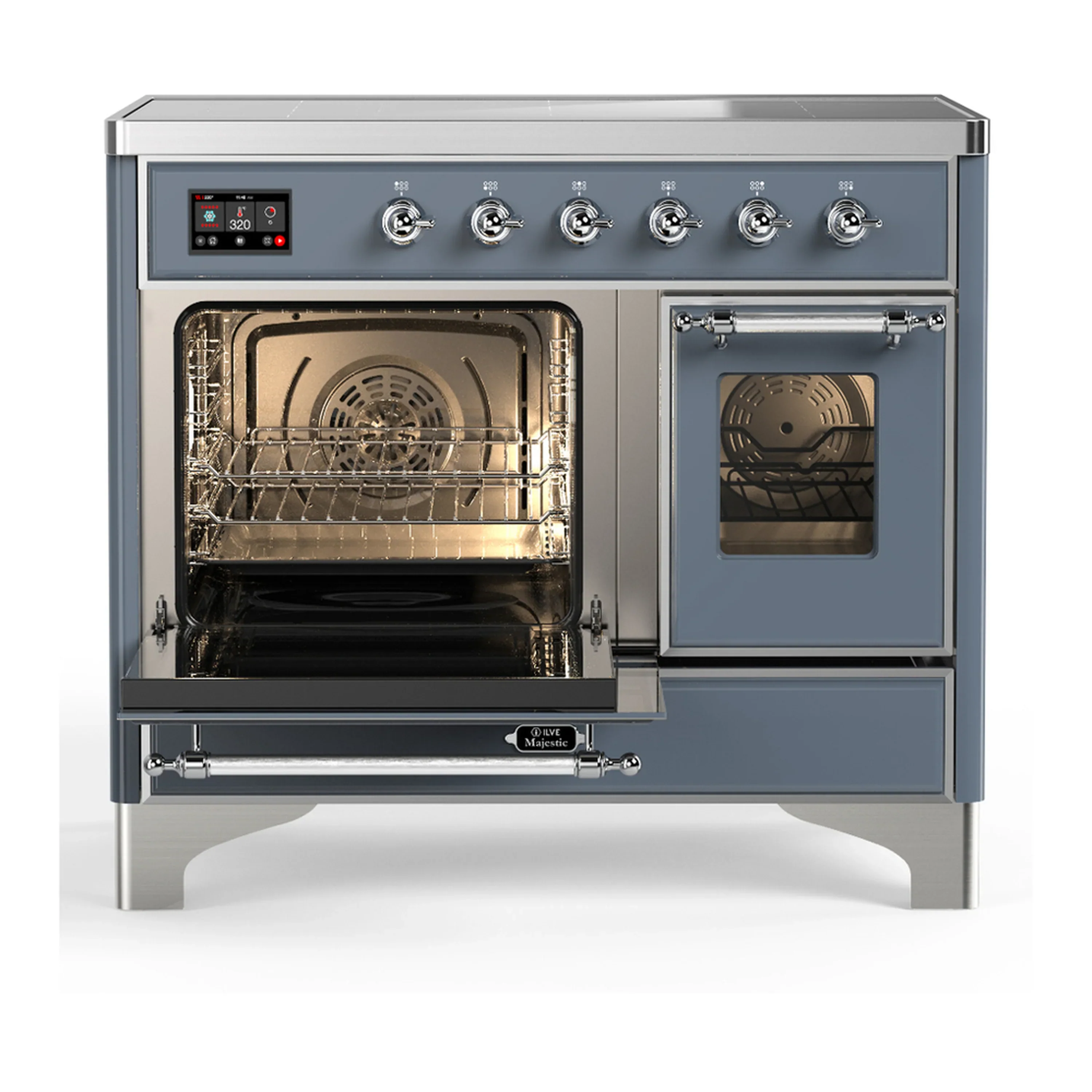 ILVE Majestic III 40-Inch Induction Range with 6 Induction Elements and Triple Glass Door Electric Oven in Blue Grey with Chrome Trim (UMDIB40NR3BGC) - Image 5