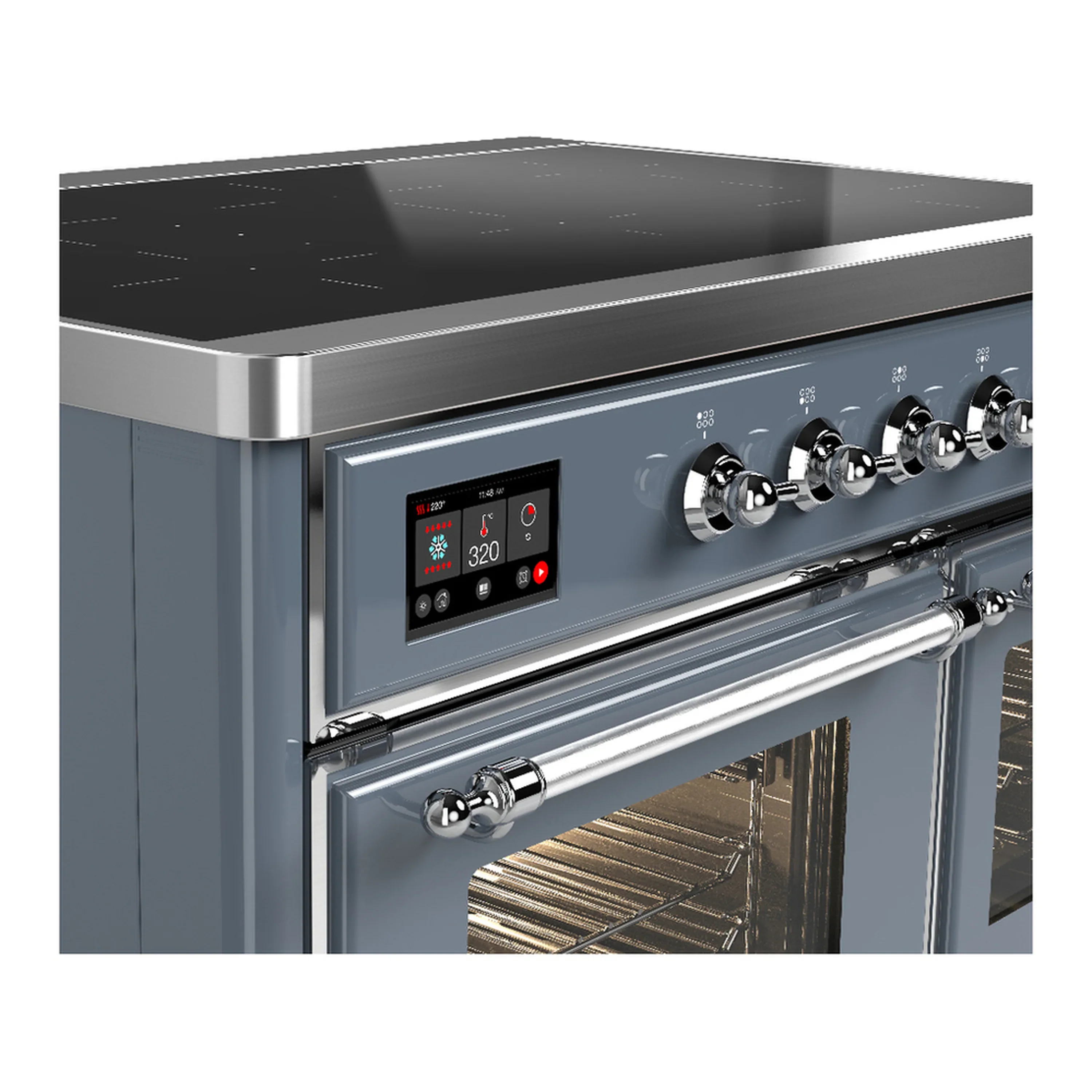 ILVE Majestic III 40-Inch Induction Range with 6 Induction Elements and Triple Glass Door Electric Oven in Blue Grey with Chrome Trim (UMDIB40NR3BGC) - Image 7