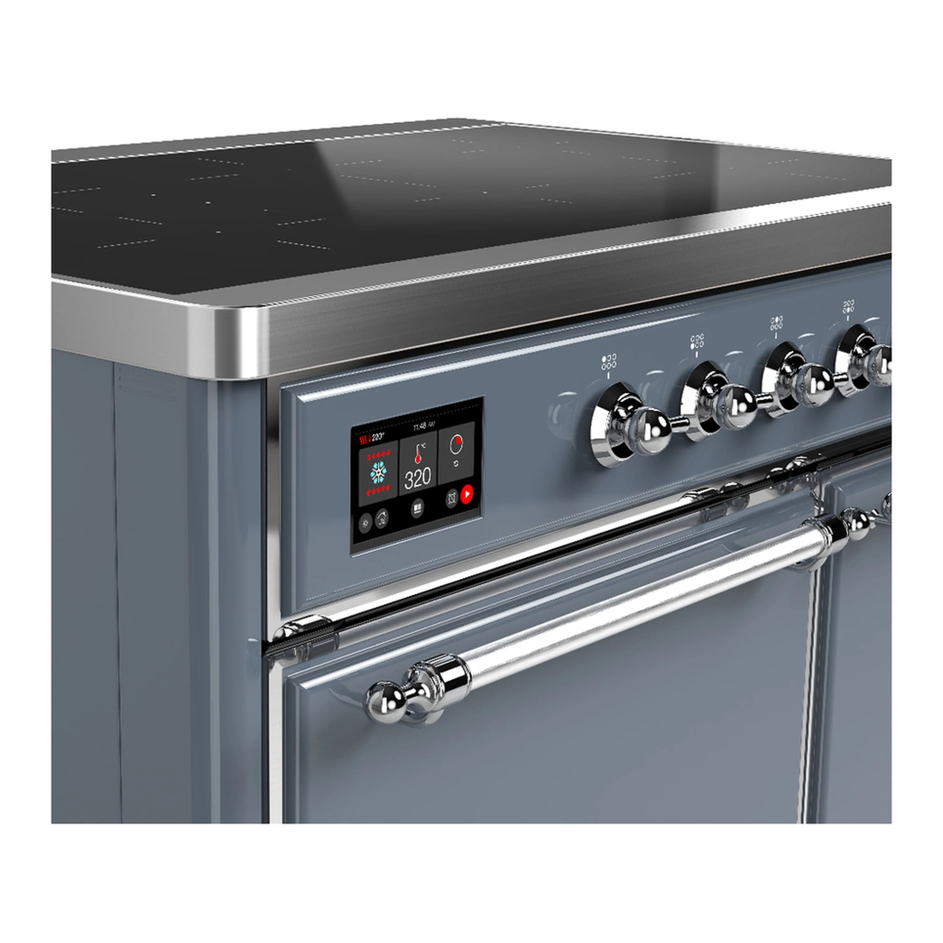 ILVE Majestic III 40-Inch Induction Range with 6 Induction Elements and Solid Door Electric Oven in Blue Grey with Chrome Trim (UMDIB40QNR3BGC) - Image 7