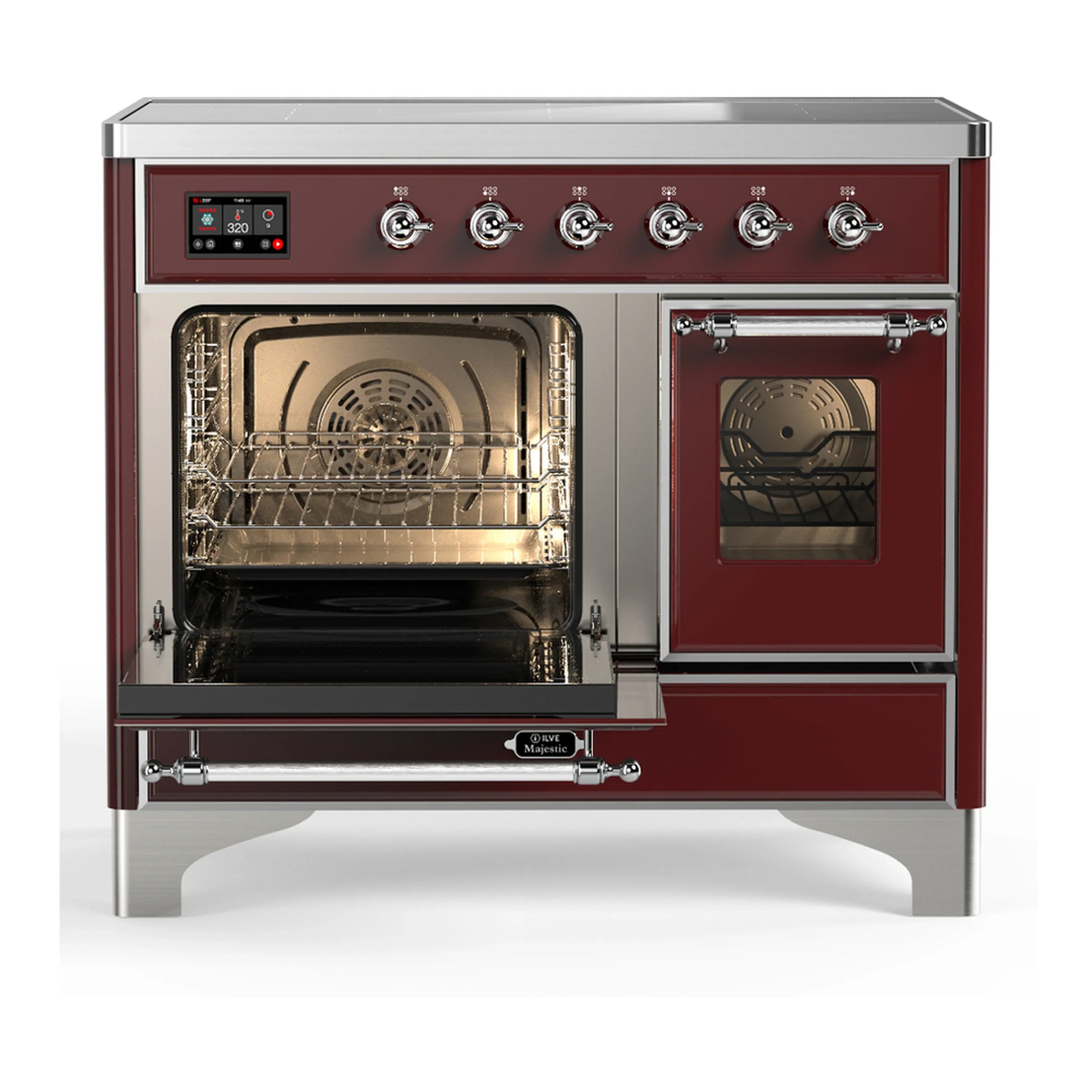 ILVE Majestic III 40-Inch Induction Range with 6 Induction Elements and Triple Glass Door Electric Oven in Burgundy with Chrome Trim (UMDIB40NR3BUC) - Image 5