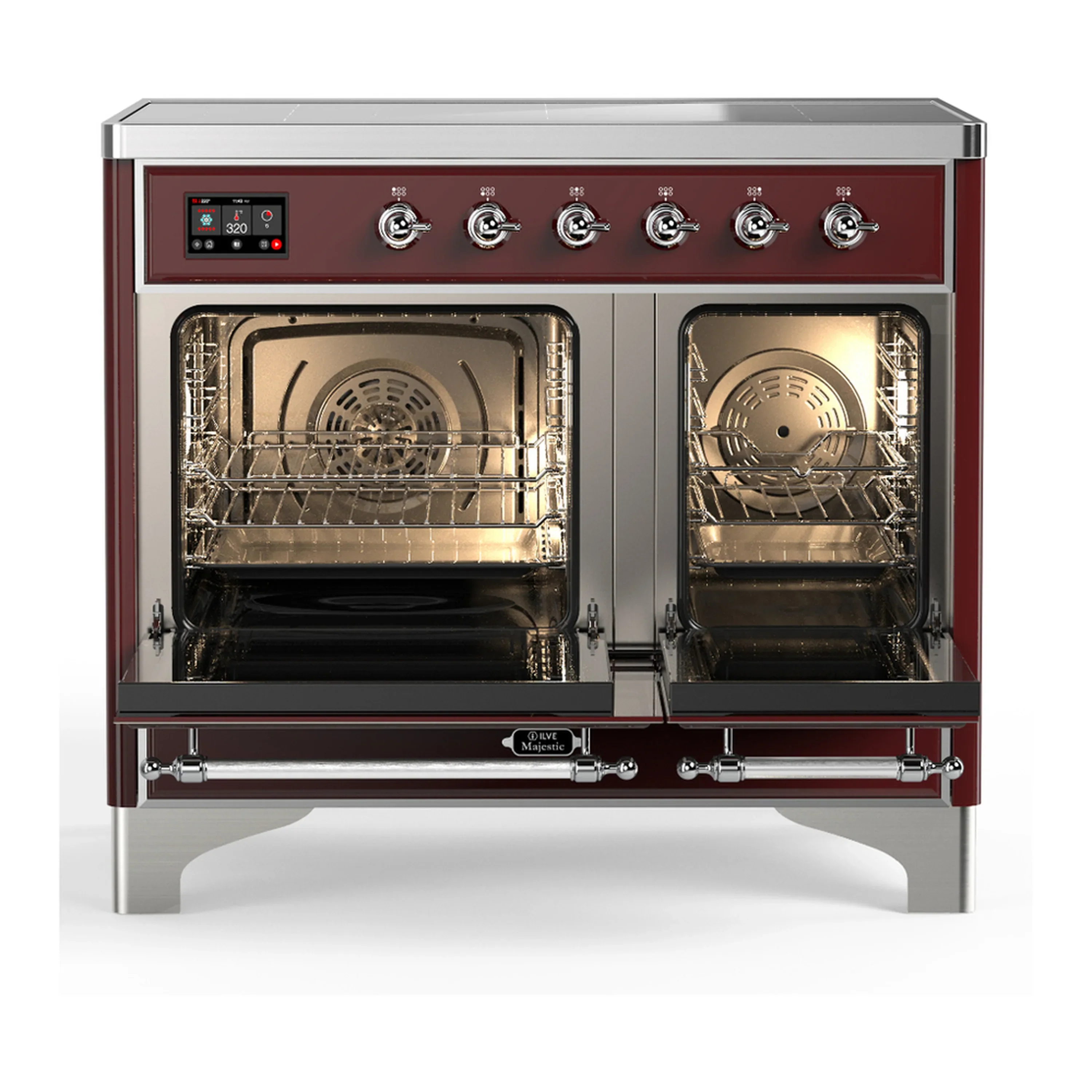 ILVE Majestic III 40-Inch Induction Range with 6 Induction Elements and Triple Glass Door Electric Oven in Burgundy with Chrome Trim (UMDIB40NR3BUC) - Image 6