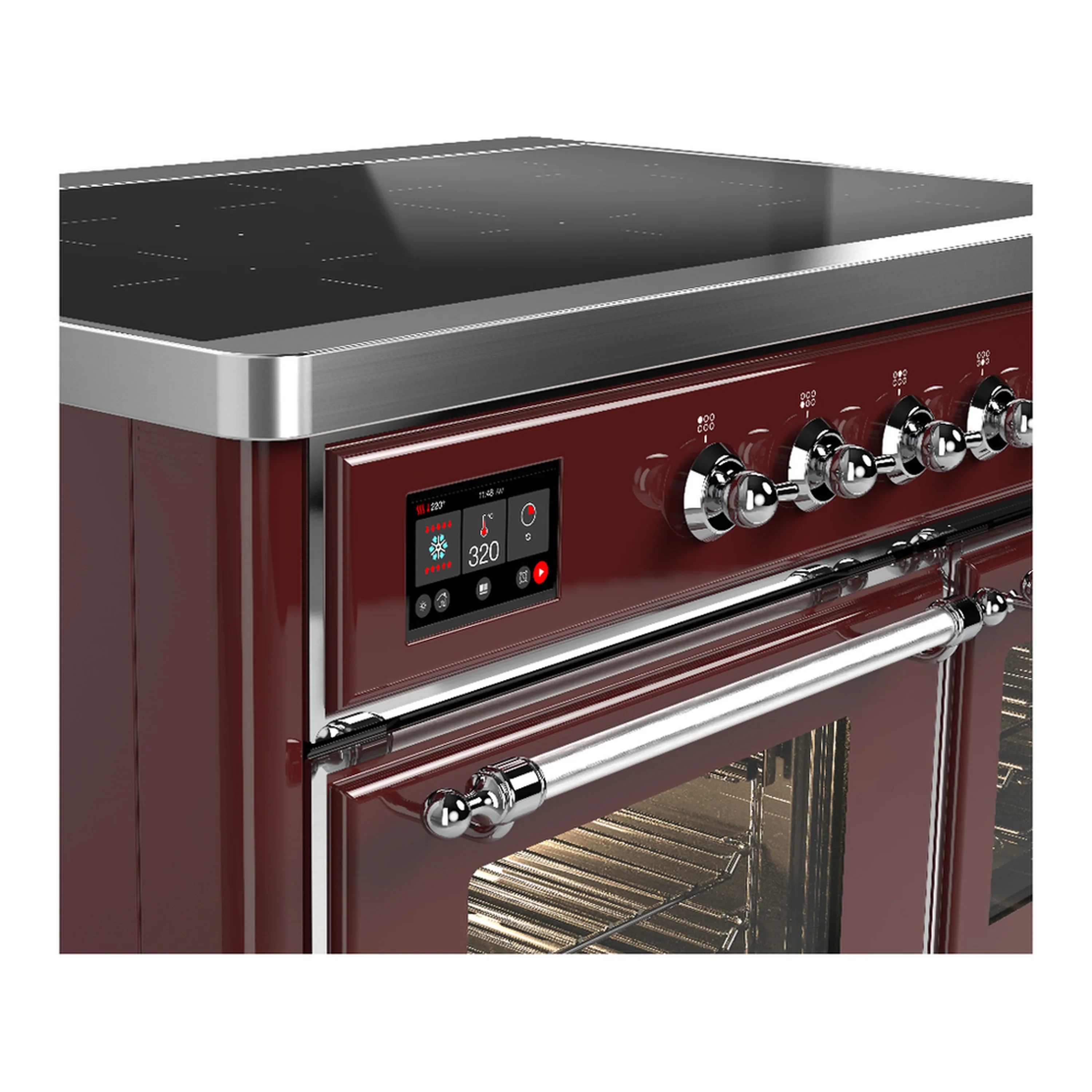 ILVE Majestic III 40-Inch Induction Range with 6 Induction Elements and Triple Glass Door Electric Oven in Burgundy with Chrome Trim (UMDIB40NR3BUC) - Image 7