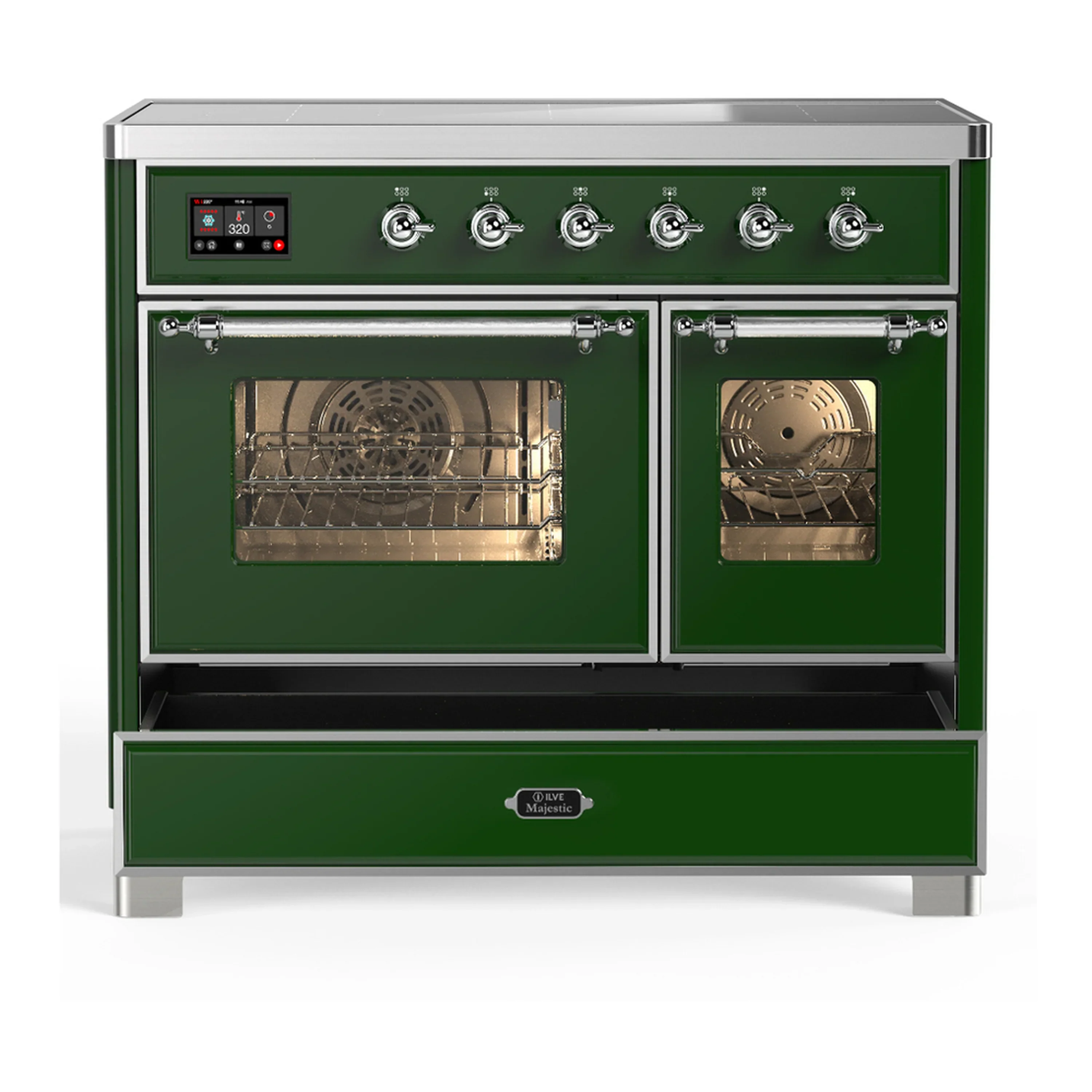 ILVE Majestic III 40-Inch Induction Range with 6 Induction Elements and Triple Glass Door Electric Oven in Emerald Green with Chrome Trim (UMDIB40NR3EGC) - Image 3