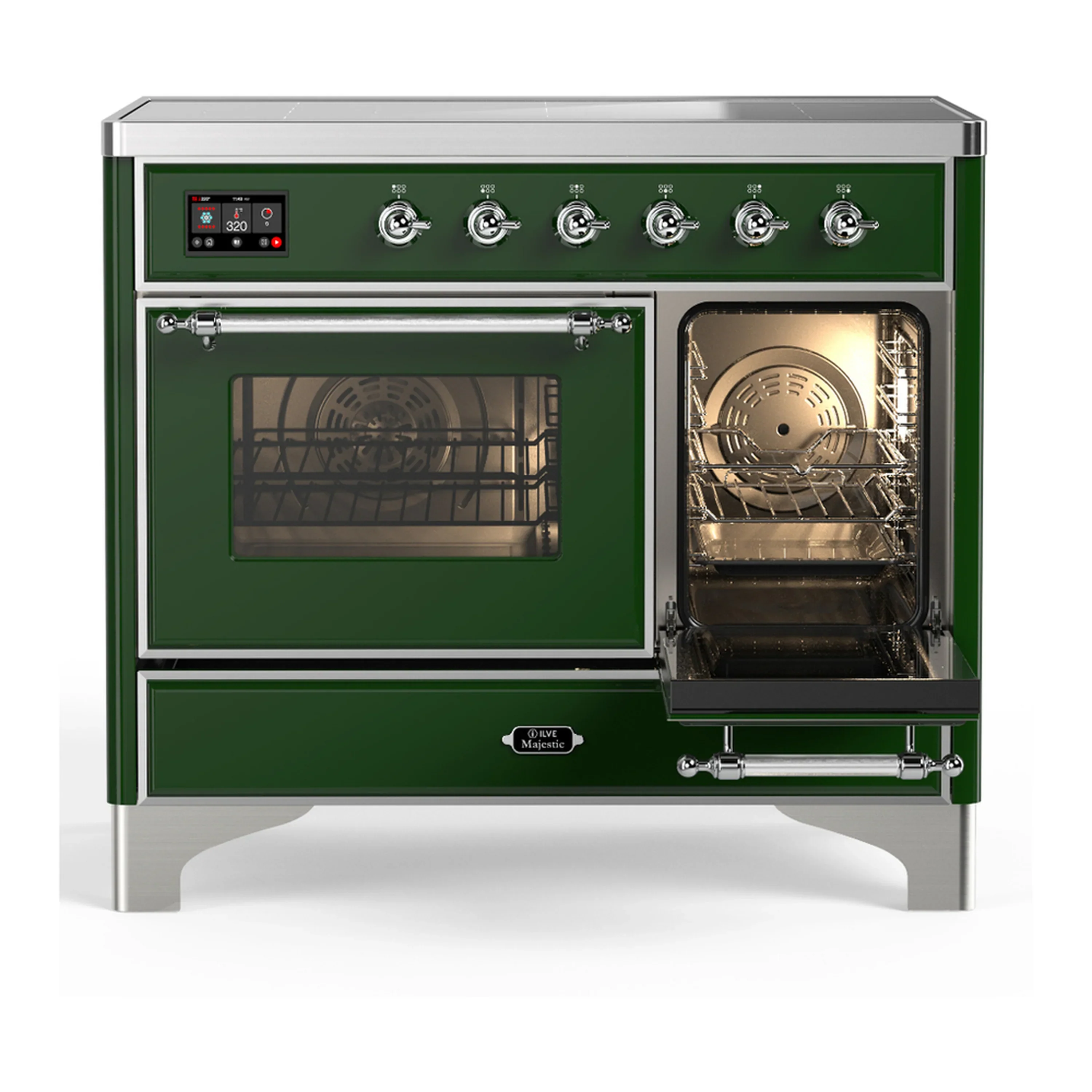 ILVE Majestic III 40-Inch Induction Range with 6 Induction Elements and Triple Glass Door Electric Oven in Emerald Green with Chrome Trim (UMDIB40NR3EGC) - Image 4
