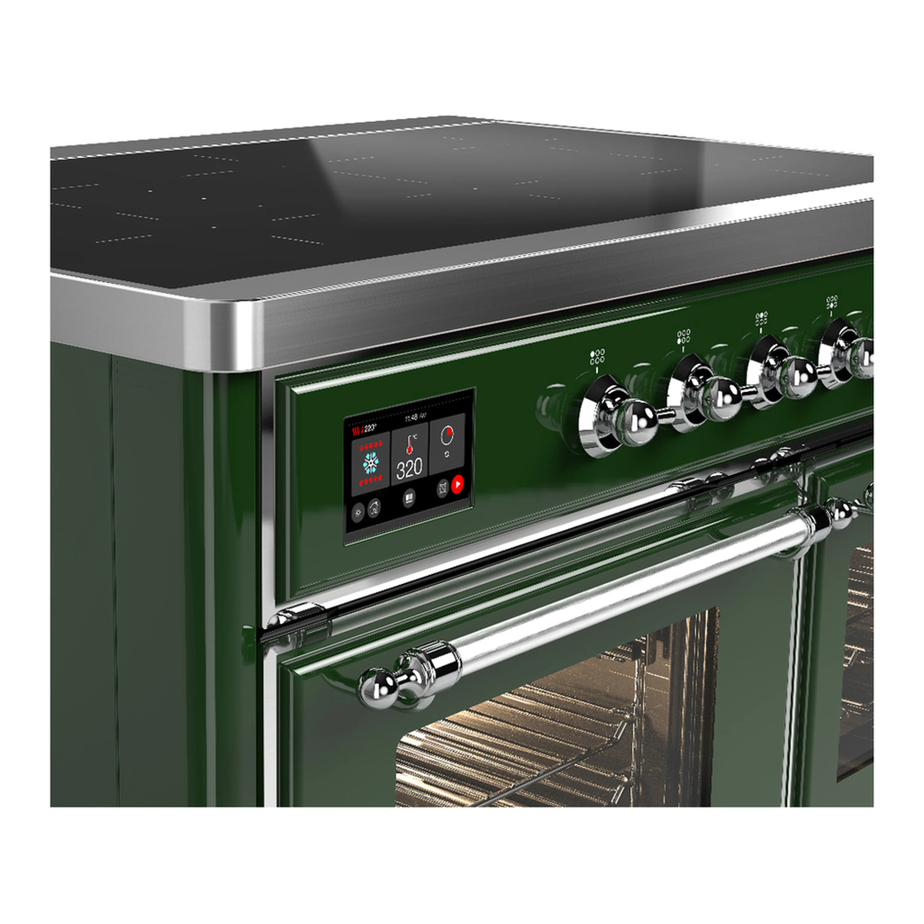 ILVE Majestic III 40-Inch Induction Range with 6 Induction Elements and Triple Glass Door Electric Oven in Emerald Green with Chrome Trim (UMDIB40NR3EGC) - Image 7