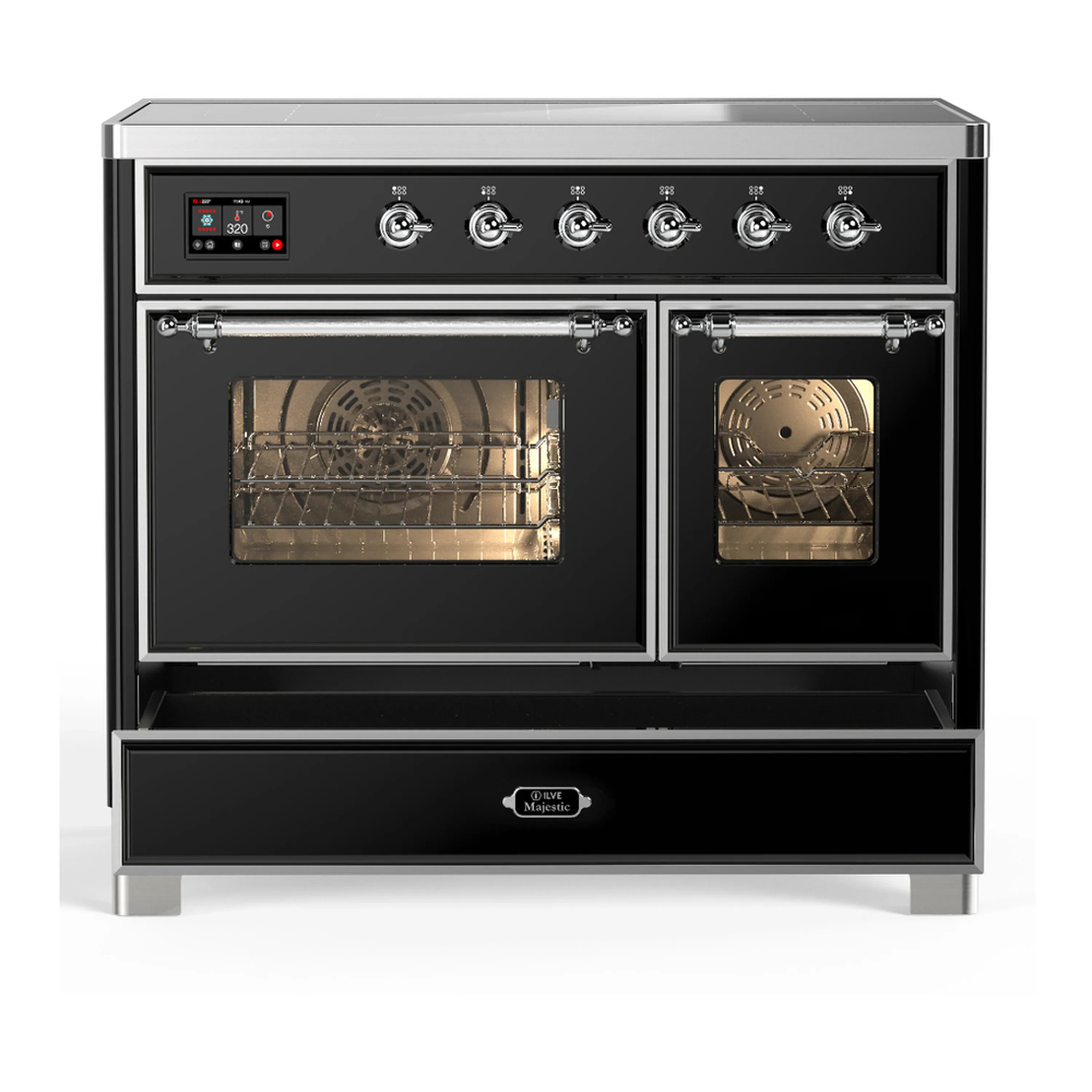 ILVE Majestic III 40-Inch Induction Range with 6 Induction Elements and Triple Glass Door Electric Oven in Glossy Black with Chrome Trim (UMDIB40NR3BKC) - Image 3