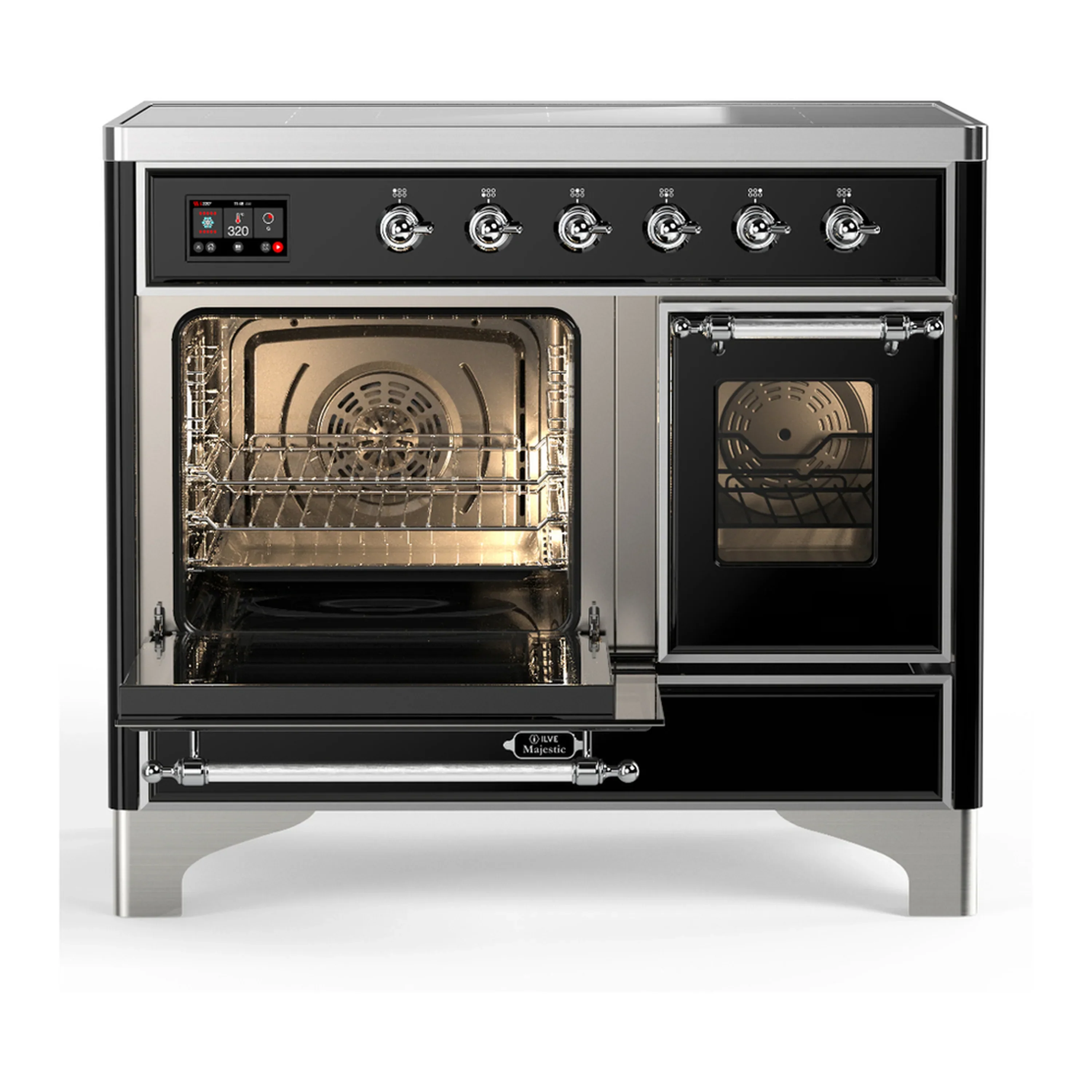 ILVE Majestic III 40-Inch Induction Range with 6 Induction Elements and Triple Glass Door Electric Oven in Glossy Black with Chrome Trim (UMDIB40NR3BKC) - Image 5