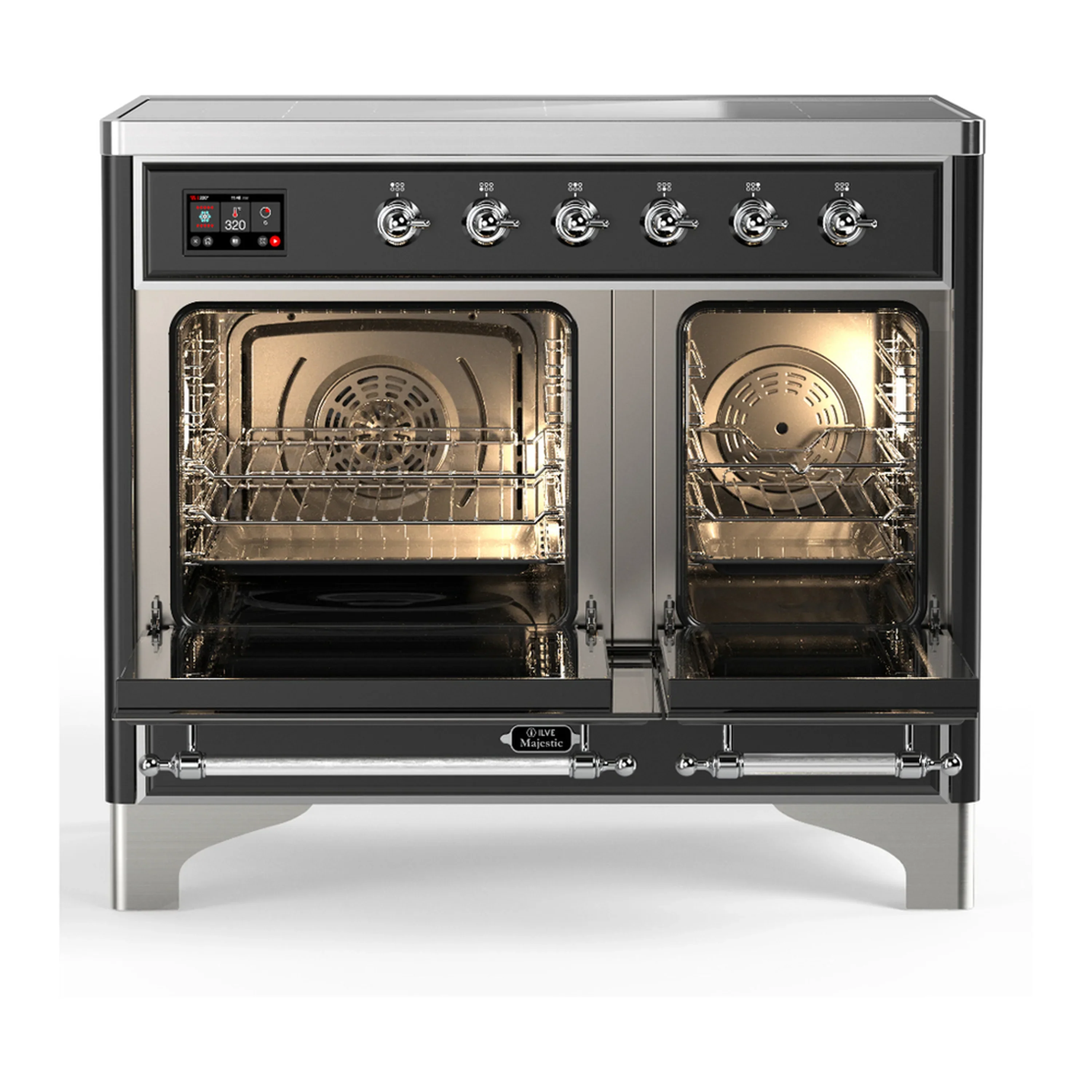 ILVE Majestic III 40-Inch Induction Range with 6 Induction Elements and Triple Glass Door Electric Oven in Glossy Black with Chrome Trim (UMDIB40NR3BKC) - Image 6