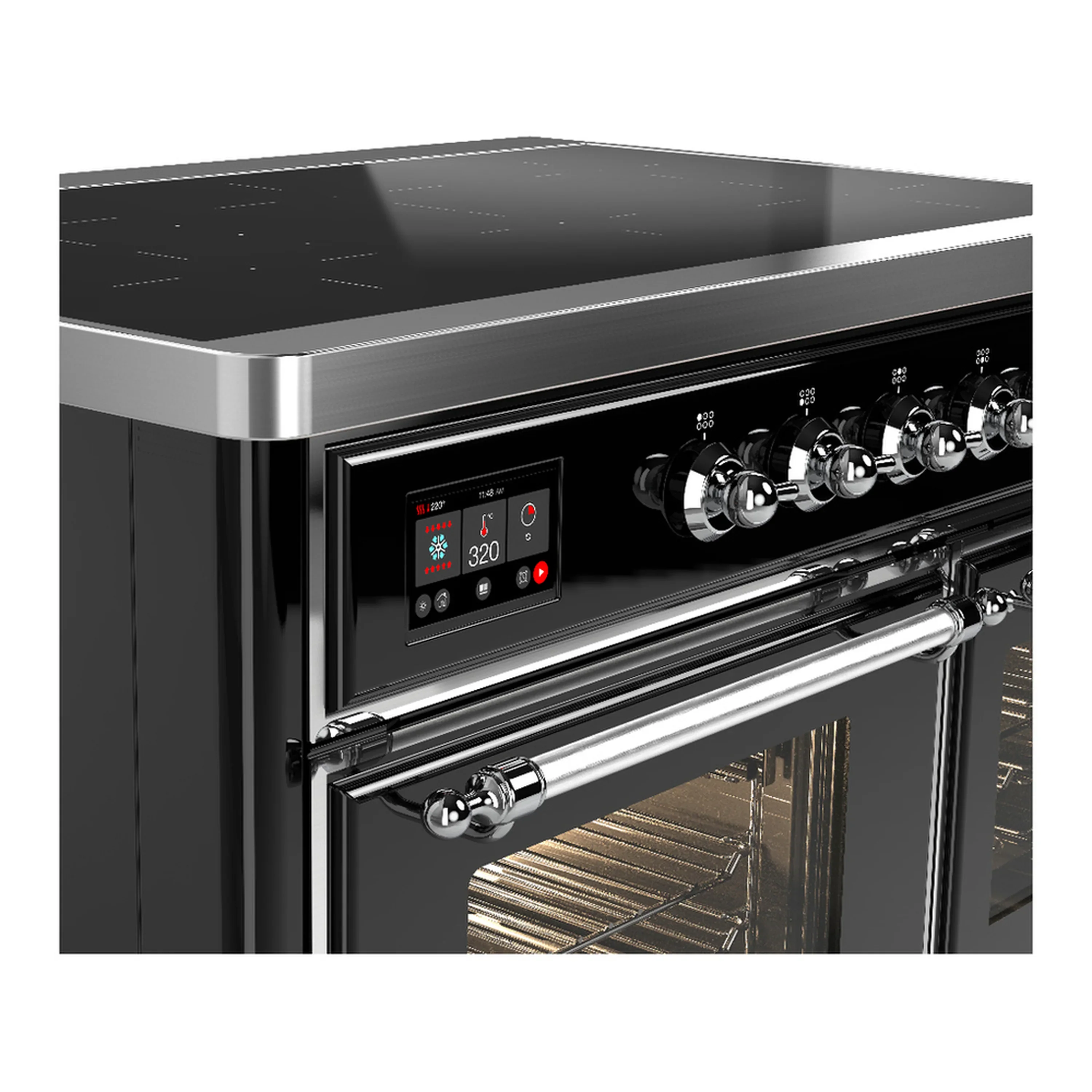 ILVE Majestic III 40-Inch Induction Range with 6 Induction Elements and Triple Glass Door Electric Oven in Glossy Black with Chrome Trim (UMDIB40NR3BKC) - Image 7