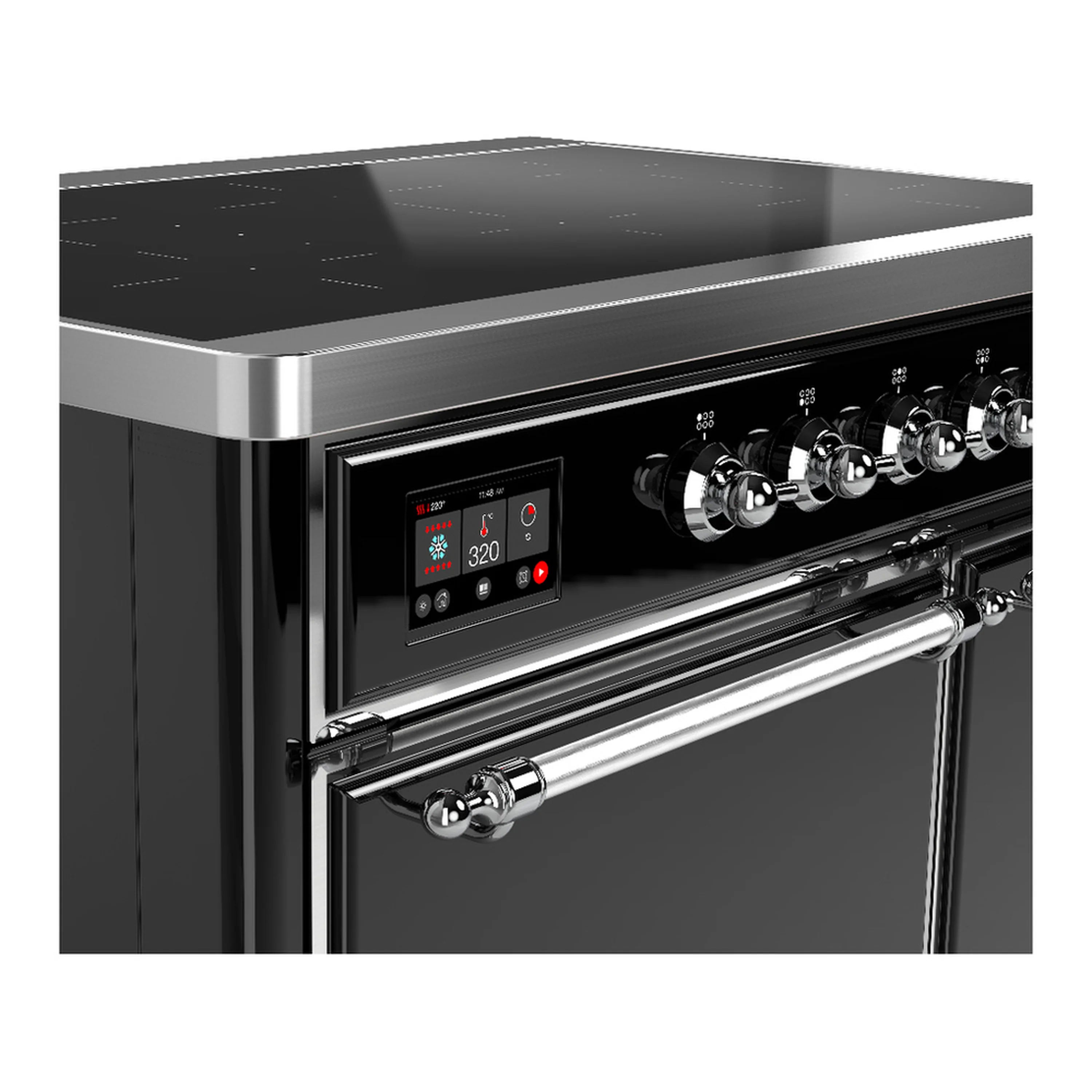 ILVE Majestic III 40-Inch Induction Range with 6 Induction Elements and Solid Door Electric Oven in Glossy Black with Chrome Trim (UMDIB40QNR3BKC) - Image 7