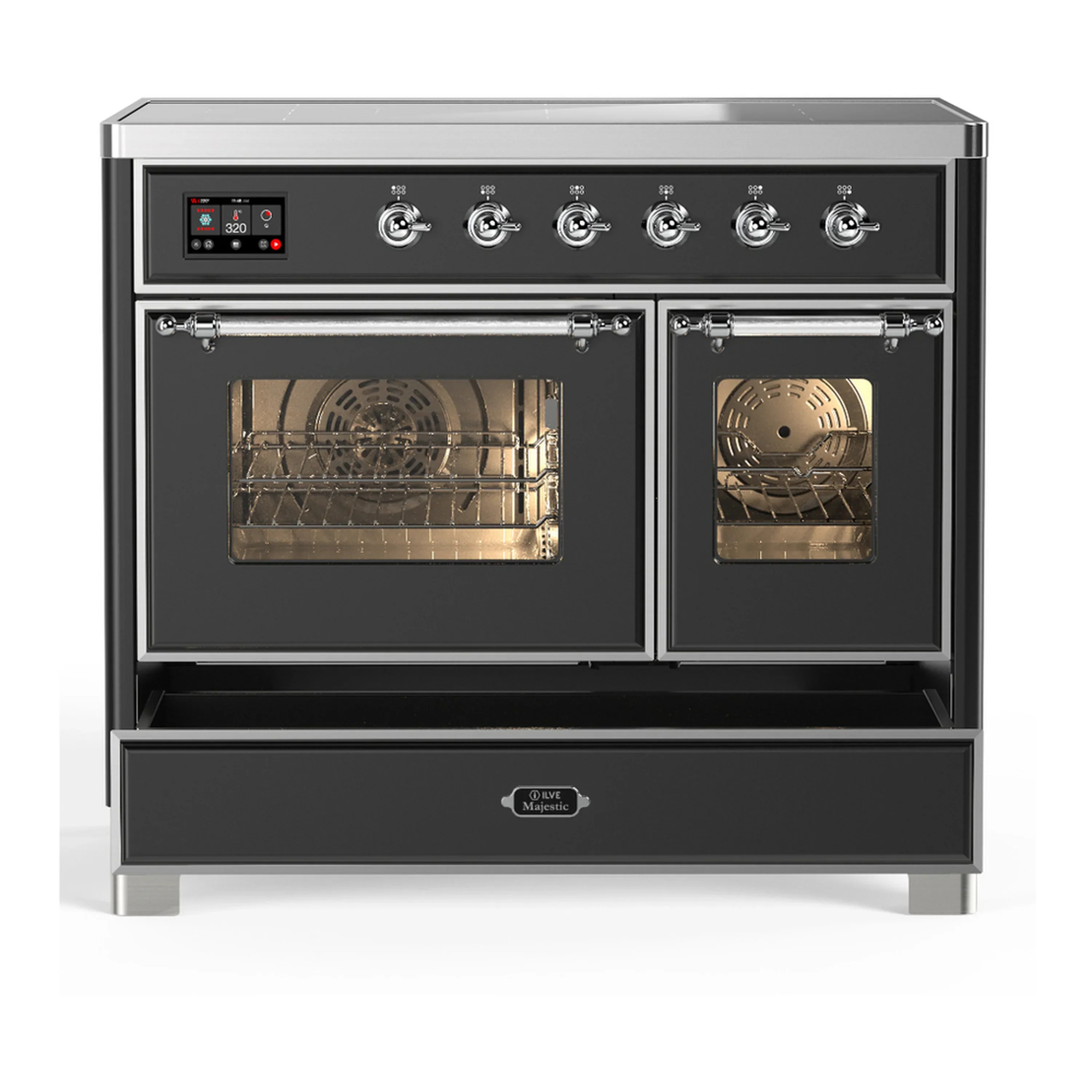 ILVE Majestic III 40-Inch Induction Range with 6 Induction Elements and Triple Glass Door Electric Oven in Matte Graphite with Chrome Trim (UMDIB40NR3MGC) - Image 3