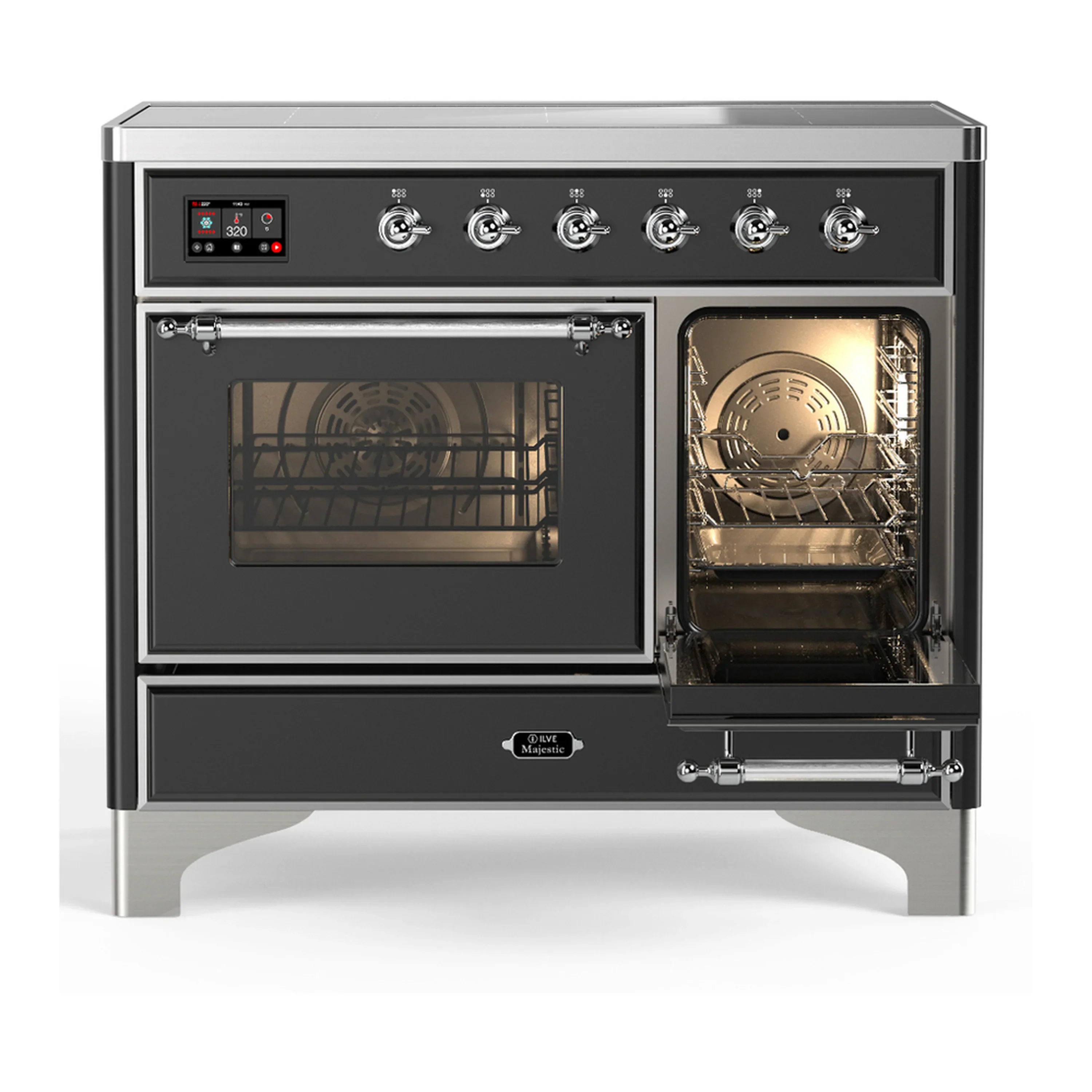 ILVE Majestic III 40-Inch Induction Range with 6 Induction Elements and Triple Glass Door Electric Oven in Matte Graphite with Chrome Trim (UMDIB40NR3MGC) - Image 4