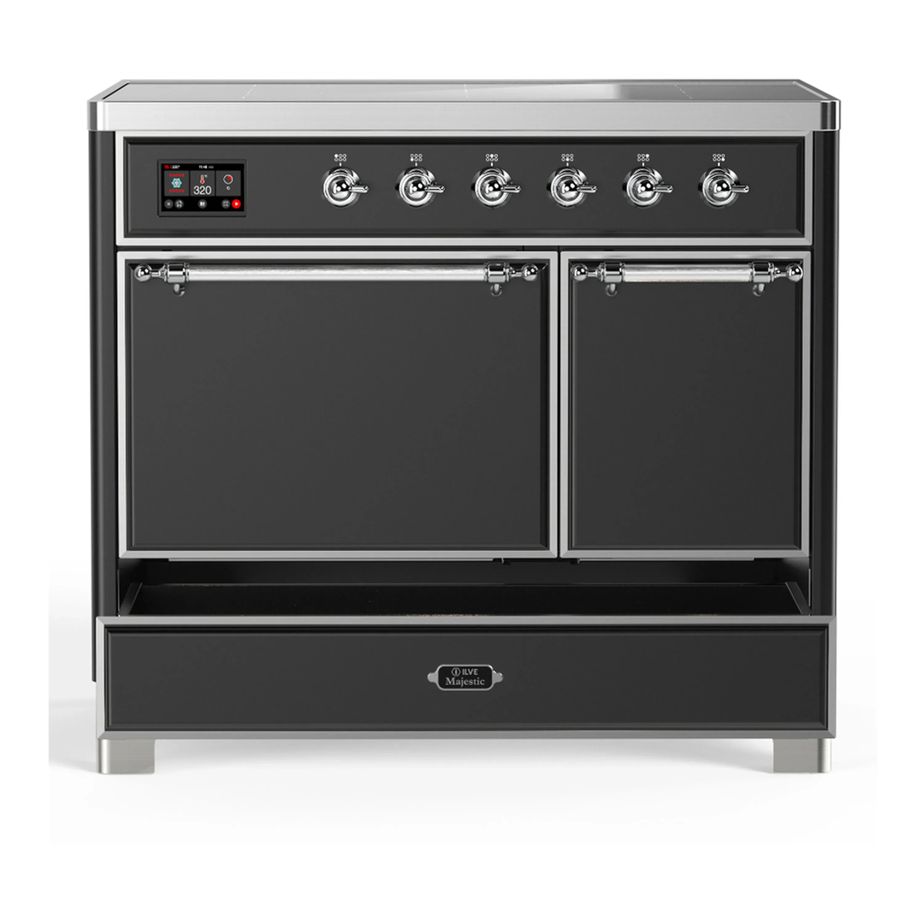 ILVE Majestic III 40-Inch Induction Range with 6 Induction Elements and Solid Door Electric Oven in Matte Graphite with Chrome Trim (UMDIB40QNR3MGC) - Image 3