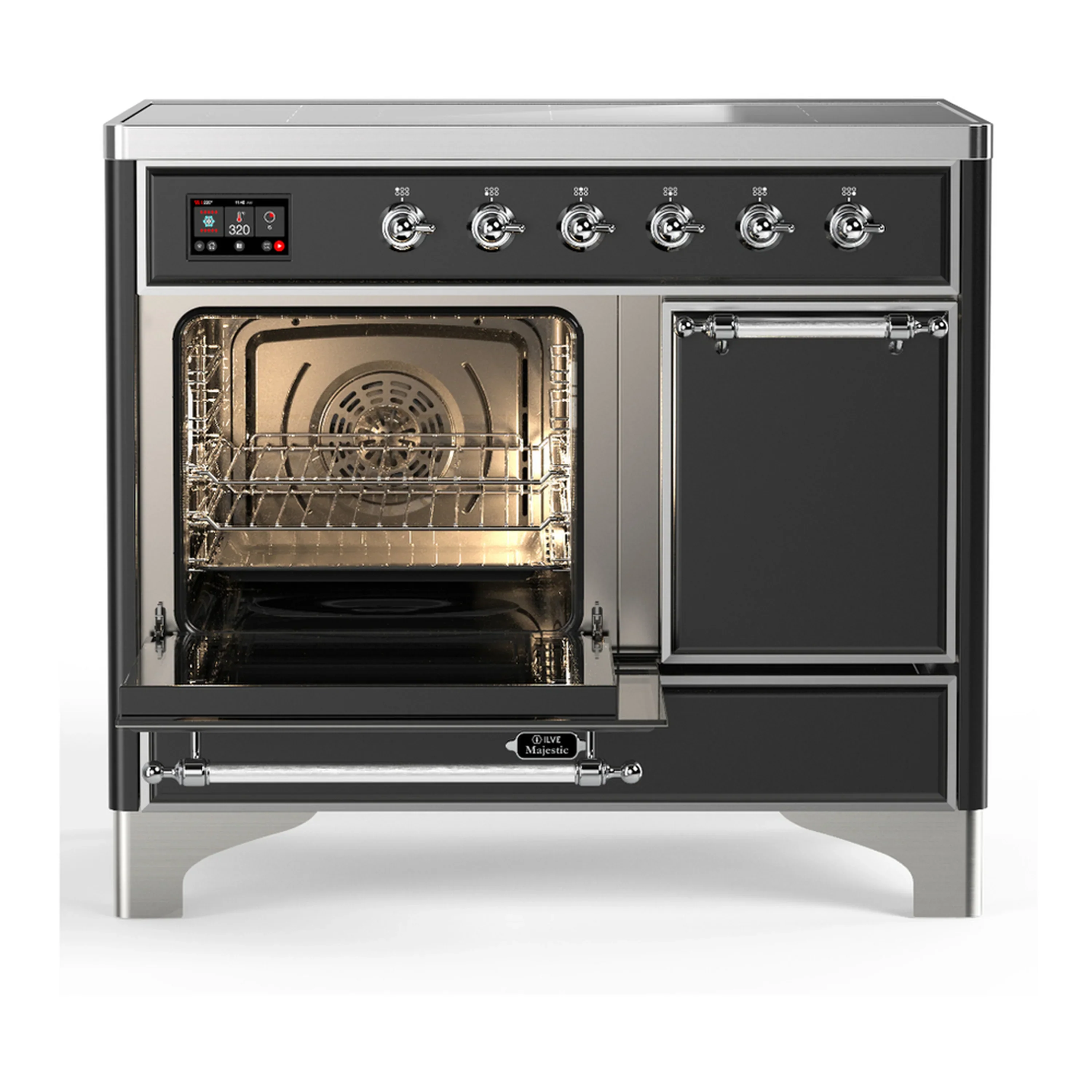 ILVE Majestic III 40-Inch Induction Range with 6 Induction Elements and Solid Door Electric Oven in Matte Graphite with Chrome Trim (UMDIB40QNR3MGC) - Image 5