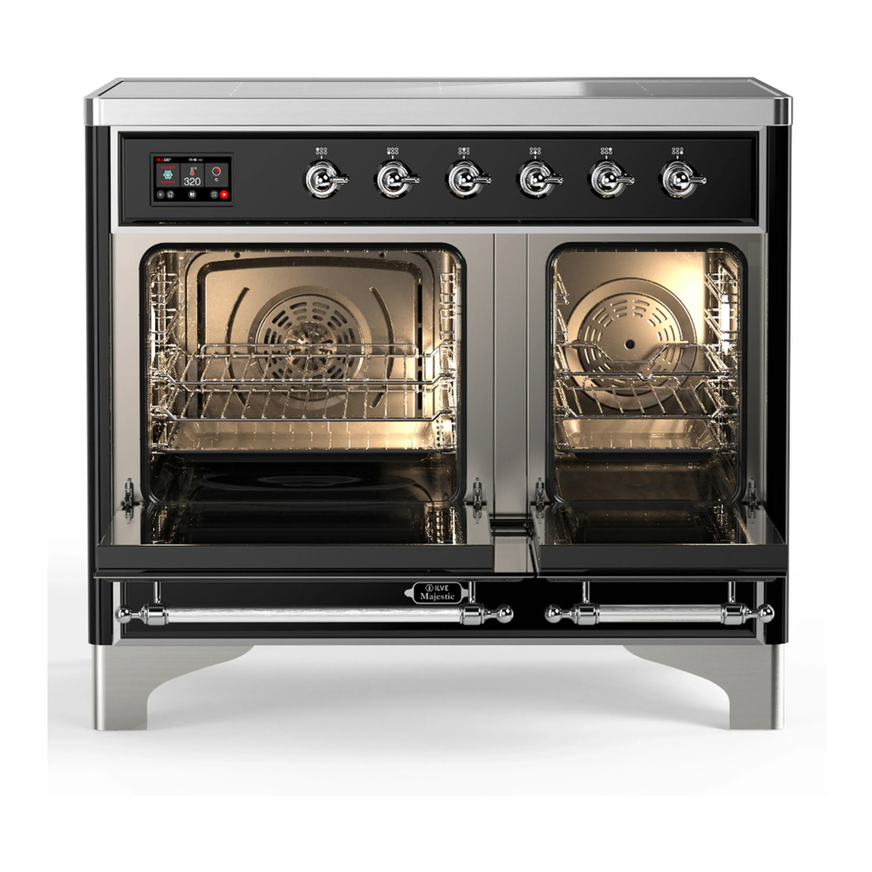 ILVE Majestic III 40-Inch Induction Range with 6 Induction Elements and Solid Door Electric Oven in Matte Graphite with Chrome Trim (UMDIB40QNR3MGC) - Image 6
