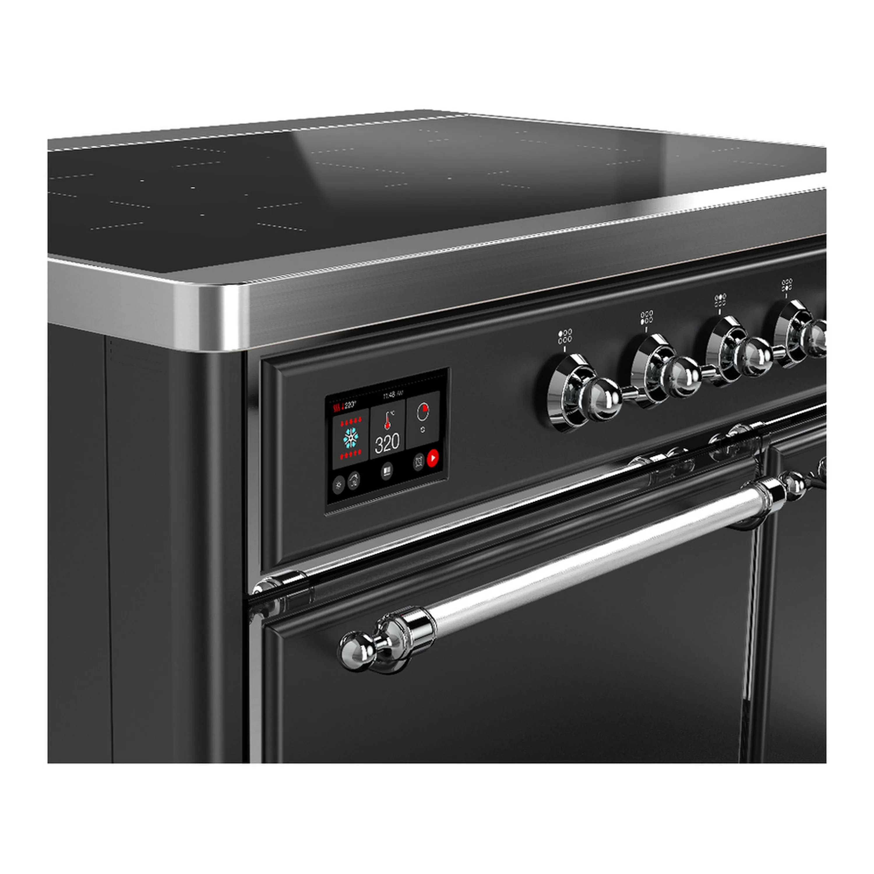 ILVE Majestic III 40-Inch Induction Range with 6 Induction Elements and Solid Door Electric Oven in Matte Graphite with Chrome Trim (UMDIB40QNR3MGC) - Image 7