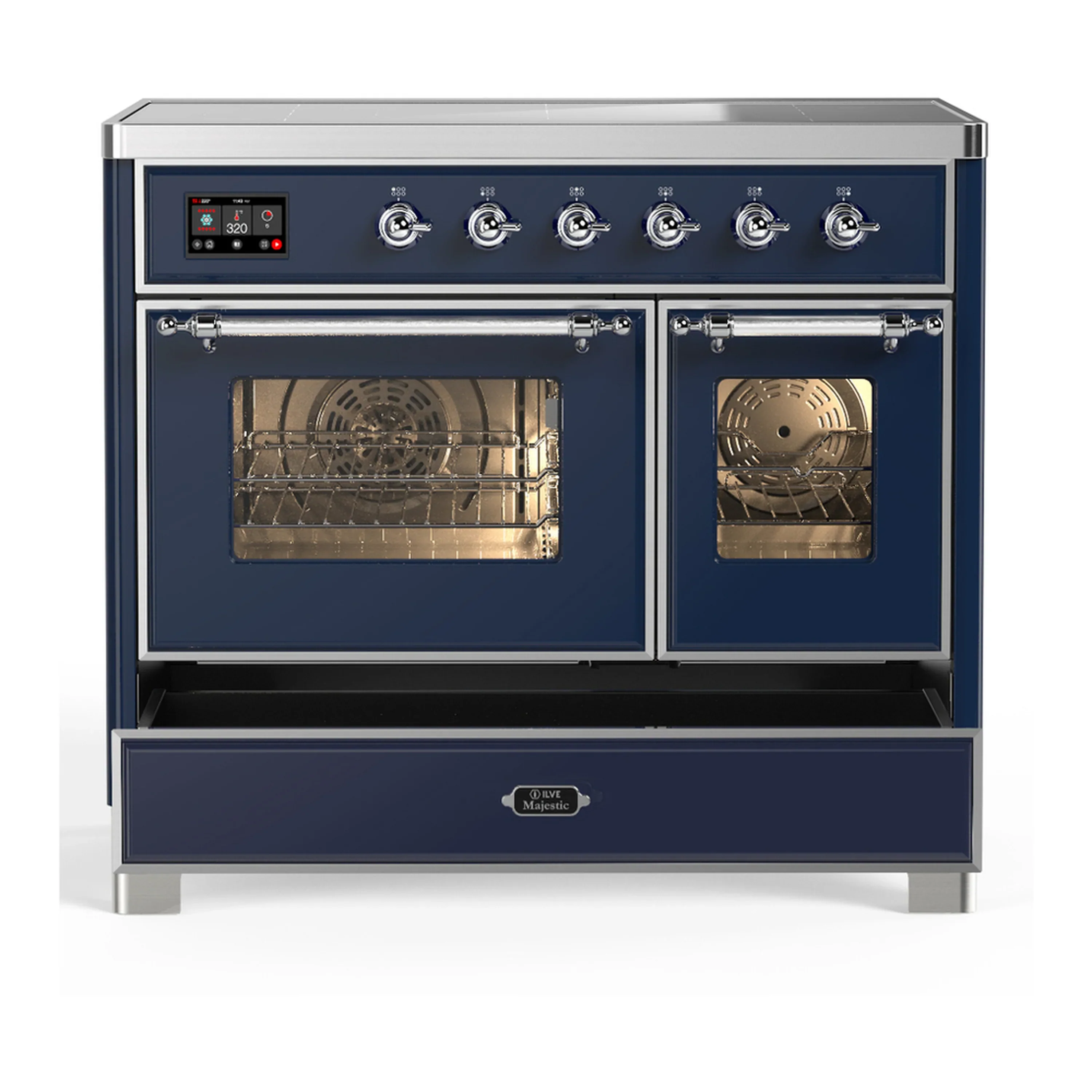 ILVE Majestic III 40-Inch Induction Range with 6 Induction Elements and Triple Glass Door Electric Oven in Mightnight Blue with Chrome Trim (UMDIB40NR3MBC) - Image 3