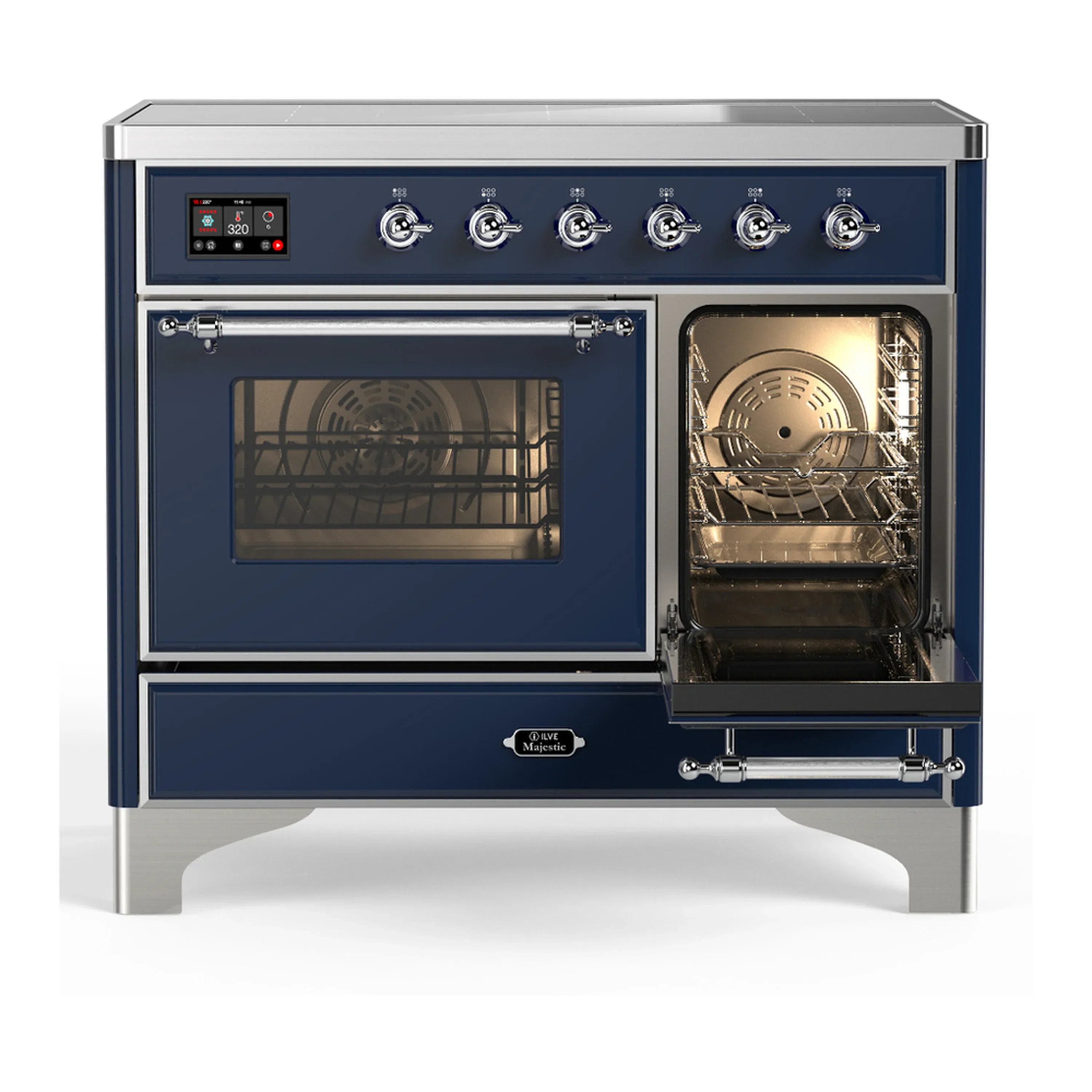 ILVE Majestic III 40-Inch Induction Range with 6 Induction Elements and Triple Glass Door Electric Oven in Mightnight Blue with Chrome Trim (UMDIB40NR3MBC) - Image 4