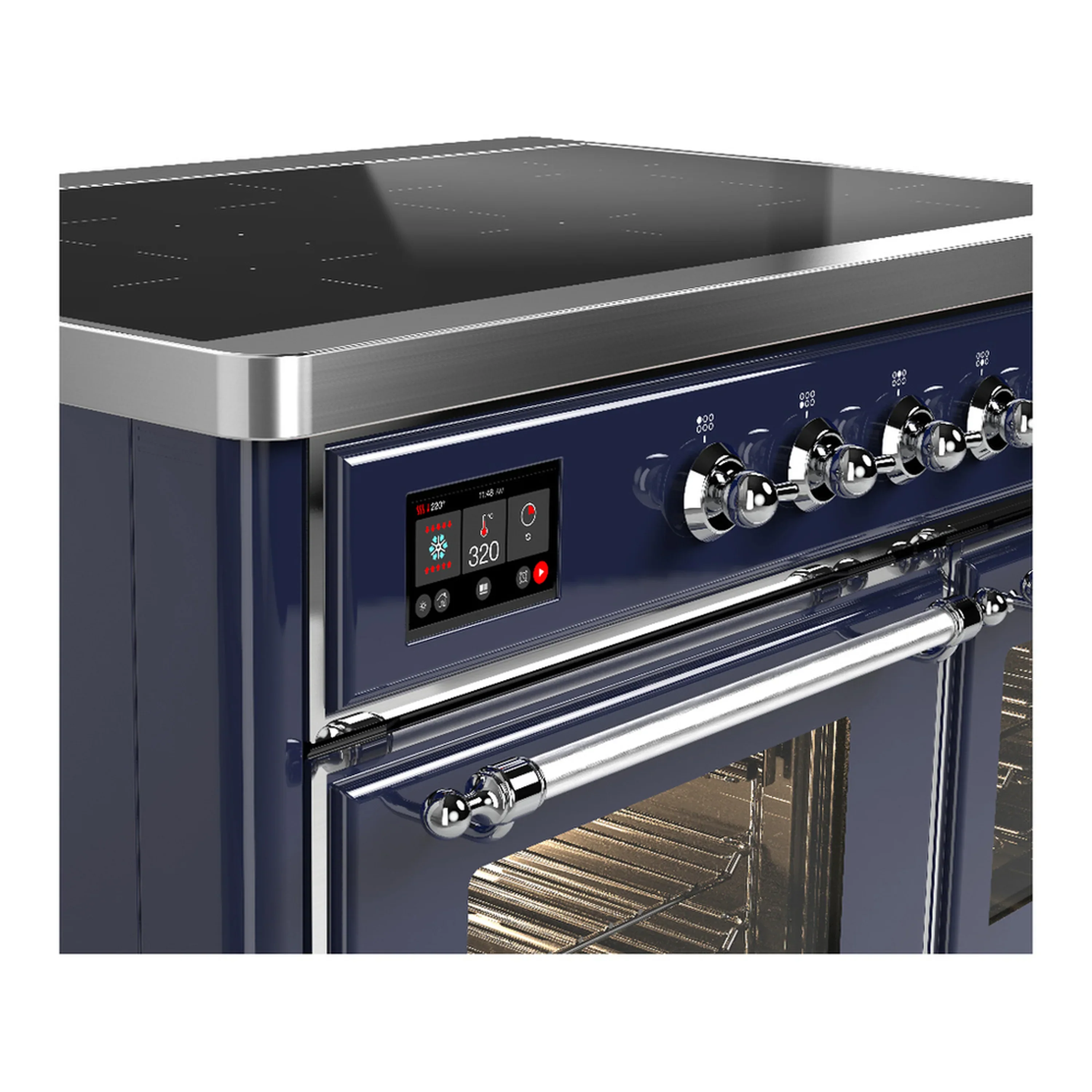 ILVE Majestic III 40-Inch Induction Range with 6 Induction Elements and Triple Glass Door Electric Oven in Mightnight Blue with Chrome Trim (UMDIB40NR3MBC) - Image 7