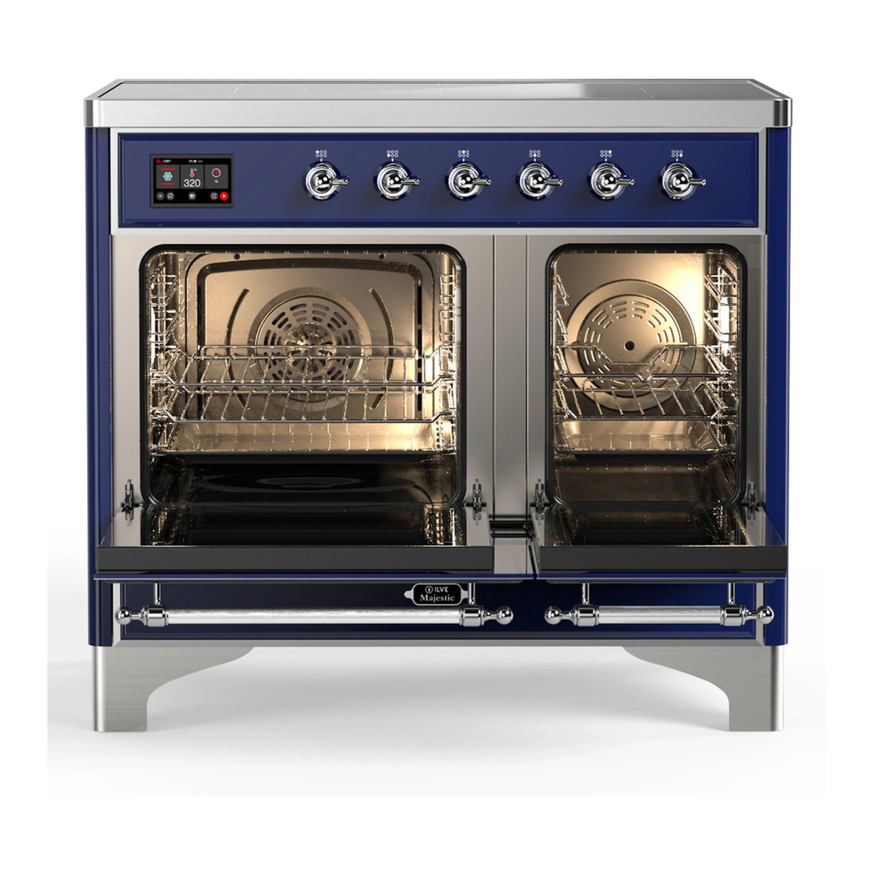 ILVE Majestic III 40-Inch Induction Range with 6 Induction Elements and Solid Door Electric Oven in Mightnight Blue with Chrome Trim (UMDIB40QNR3MBC) - Image 6