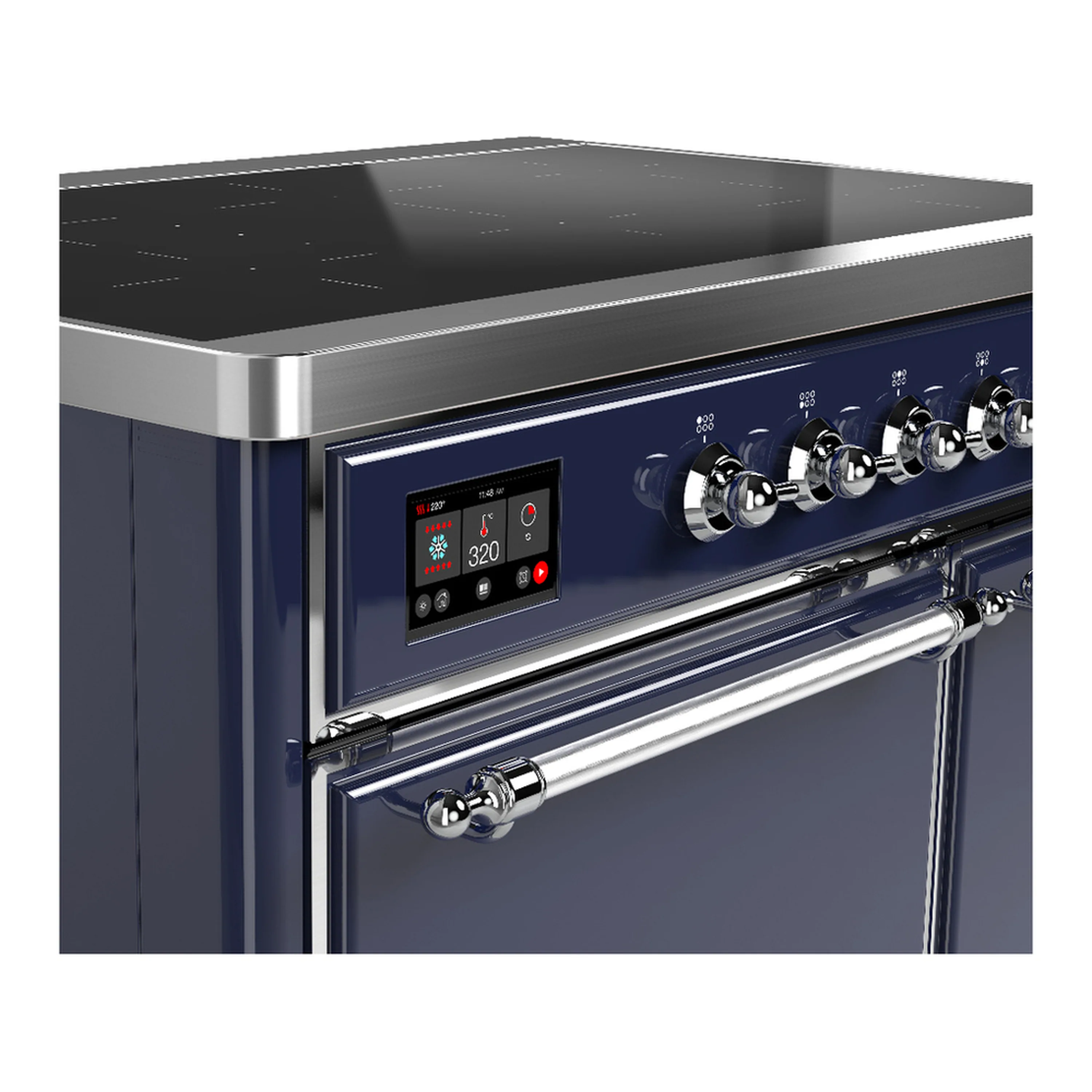 ILVE Majestic III 40-Inch Induction Range with 6 Induction Elements and Solid Door Electric Oven in Mightnight Blue with Chrome Trim (UMDIB40QNR3MBC) - Image 7