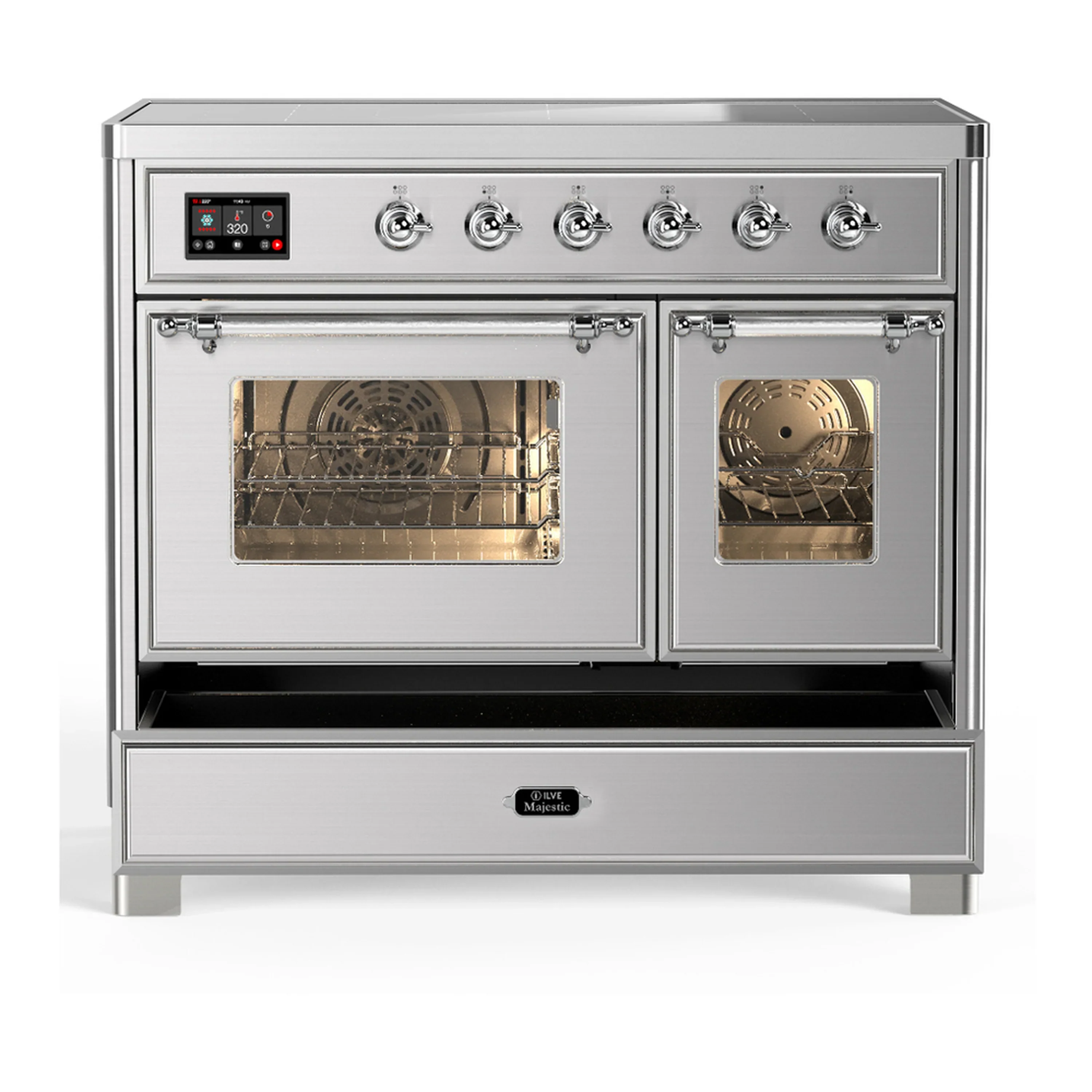 ILVE Majestic III 40-Inch Induction Range with 6 Induction Elements and Triple Glass Door Electric Oven in Stainless Steel with Chrome Trim (UMDIB40NR3SSC) - Image 3