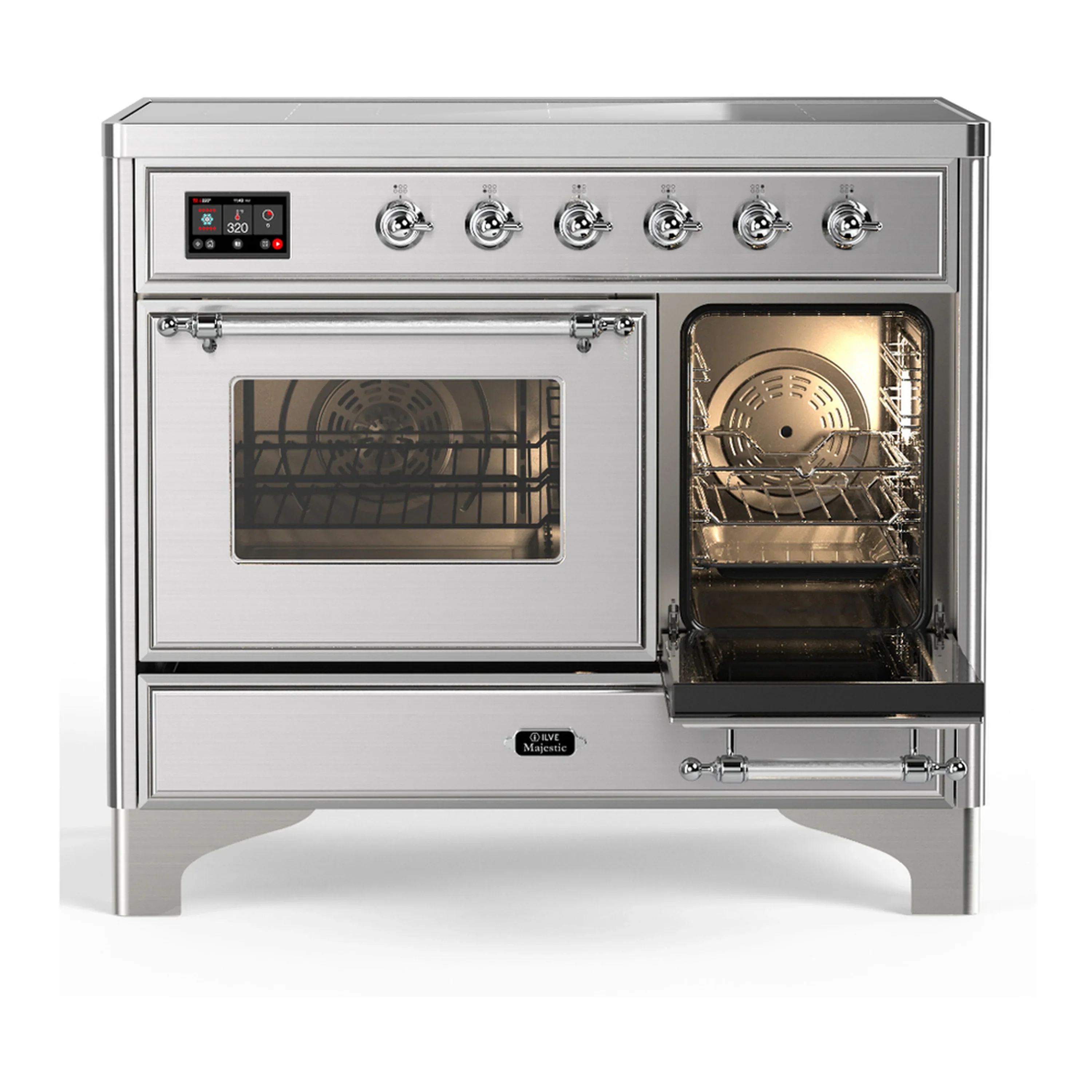 ILVE Majestic III 40-Inch Induction Range with 6 Induction Elements and Triple Glass Door Electric Oven in Stainless Steel with Chrome Trim (UMDIB40NR3SSC) - Image 4