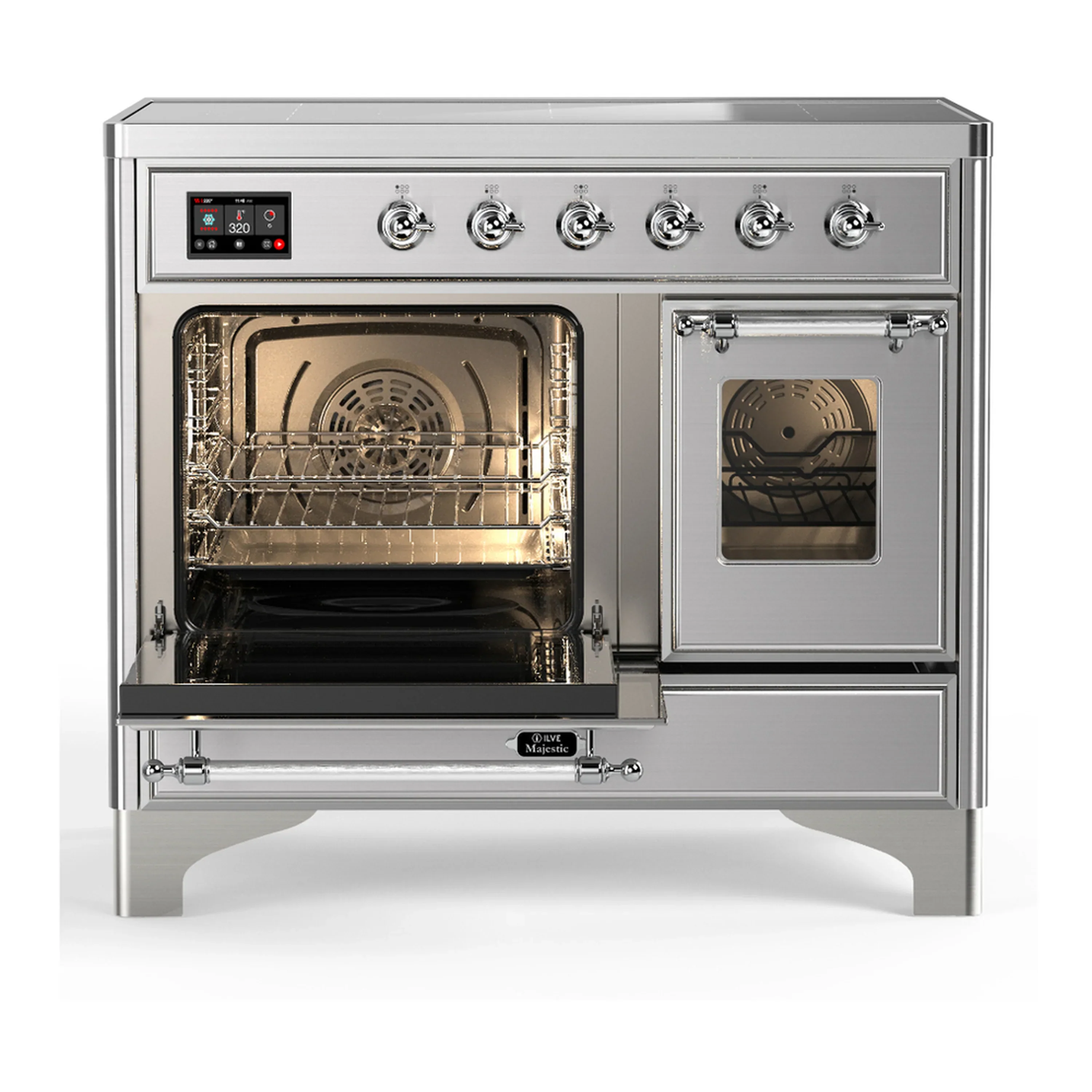 ILVE Majestic III 40-Inch Induction Range with 6 Induction Elements and Triple Glass Door Electric Oven in Stainless Steel with Chrome Trim (UMDIB40NR3SSC) - Image 5