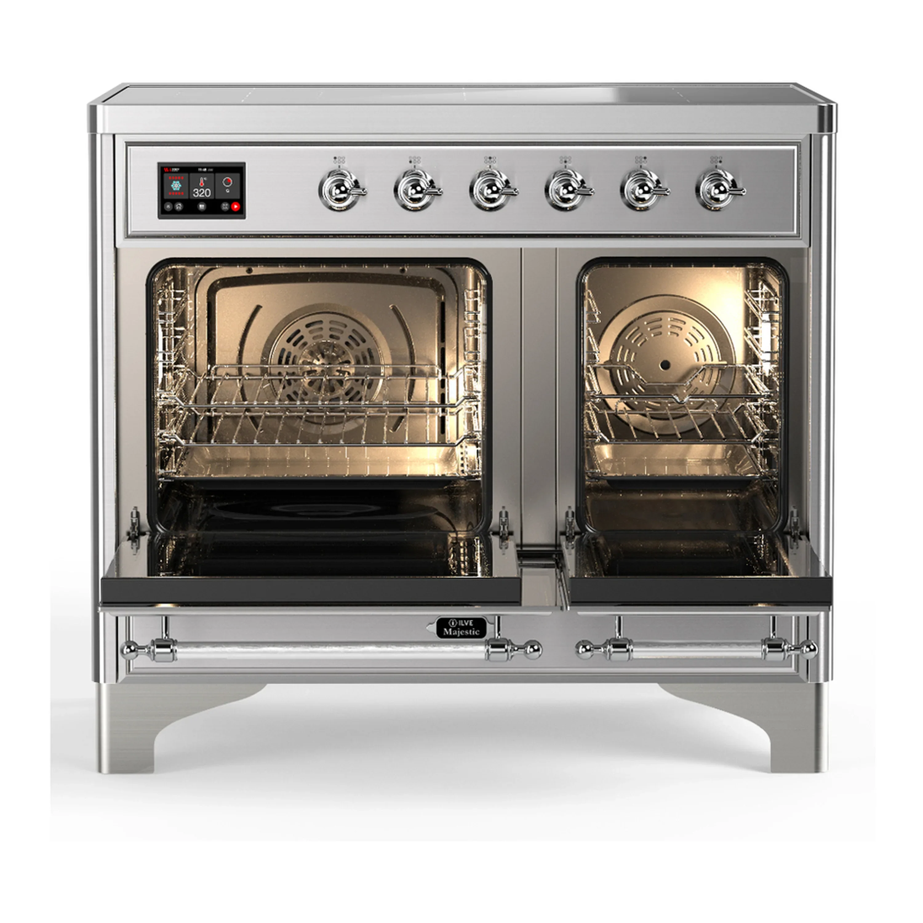 ILVE Majestic III 40-Inch Induction Range with 6 Induction Elements and Triple Glass Door Electric Oven in Stainless Steel with Chrome Trim (UMDIB40NR3SSC) - Image 6