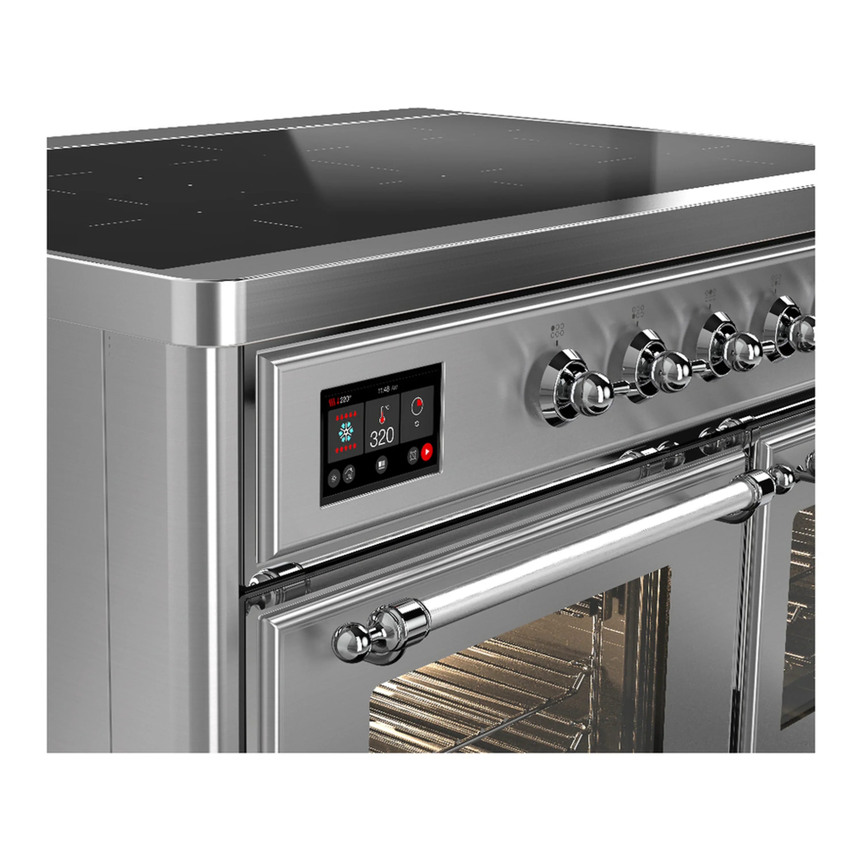 ILVE Majestic III 40-Inch Induction Range with 6 Induction Elements and Triple Glass Door Electric Oven in Stainless Steel with Chrome Trim (UMDIB40NR3SSC) - Image 7
