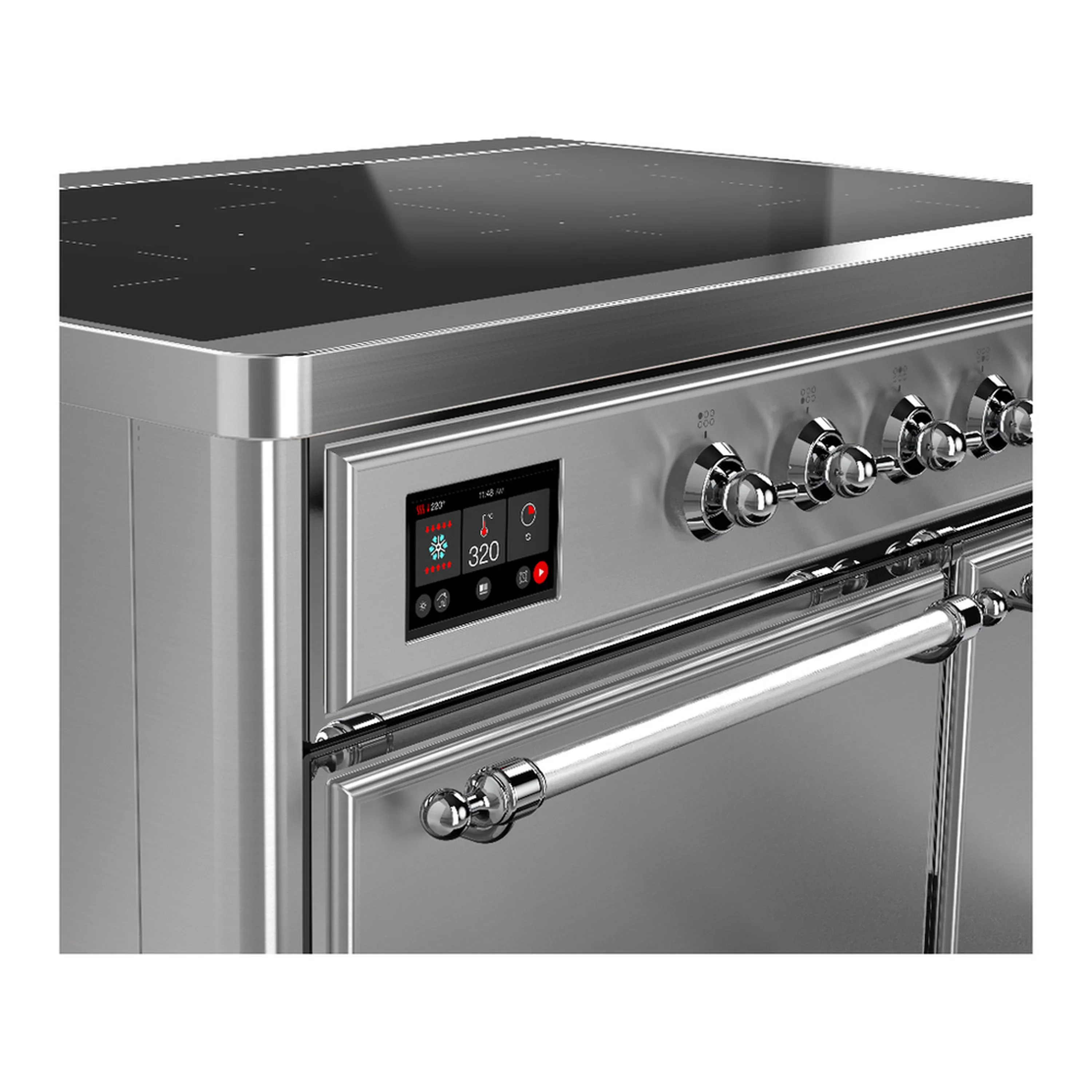 ILVE Majestic III 40-Inch Induction Range with 6 Induction Elements and Solid Door Electric Oven in Stainless Steel with Chrome Trim (UMDIB40QNR3SSC) - Image 7