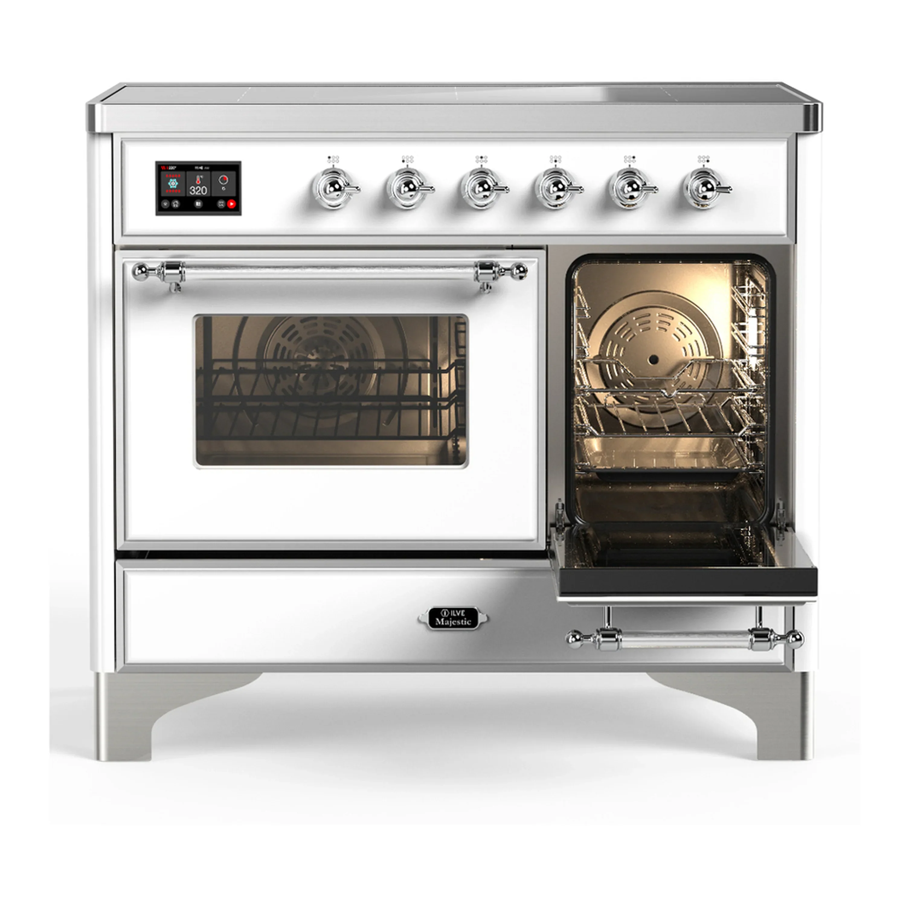 ILVE Majestic III 40-Inch Induction Range with 6 Induction Elements and Triple Glass Door Electric Oven in White with Chrome Trim (UMDIB40NR3WHC) - Image 4