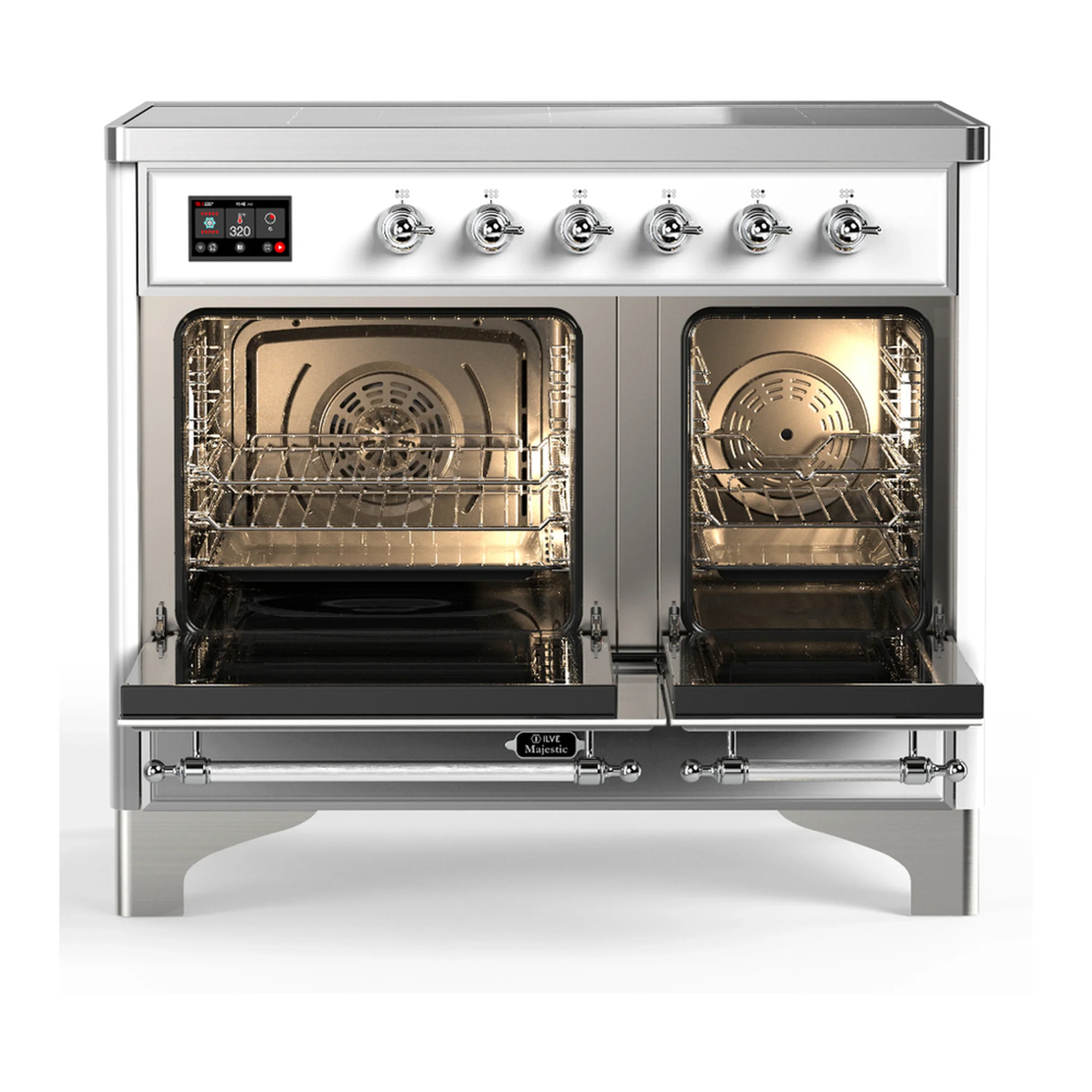 ILVE Majestic III 40-Inch Induction Range with 6 Induction Elements and Triple Glass Door Electric Oven in White with Chrome Trim (UMDIB40NR3WHC) - Image 6