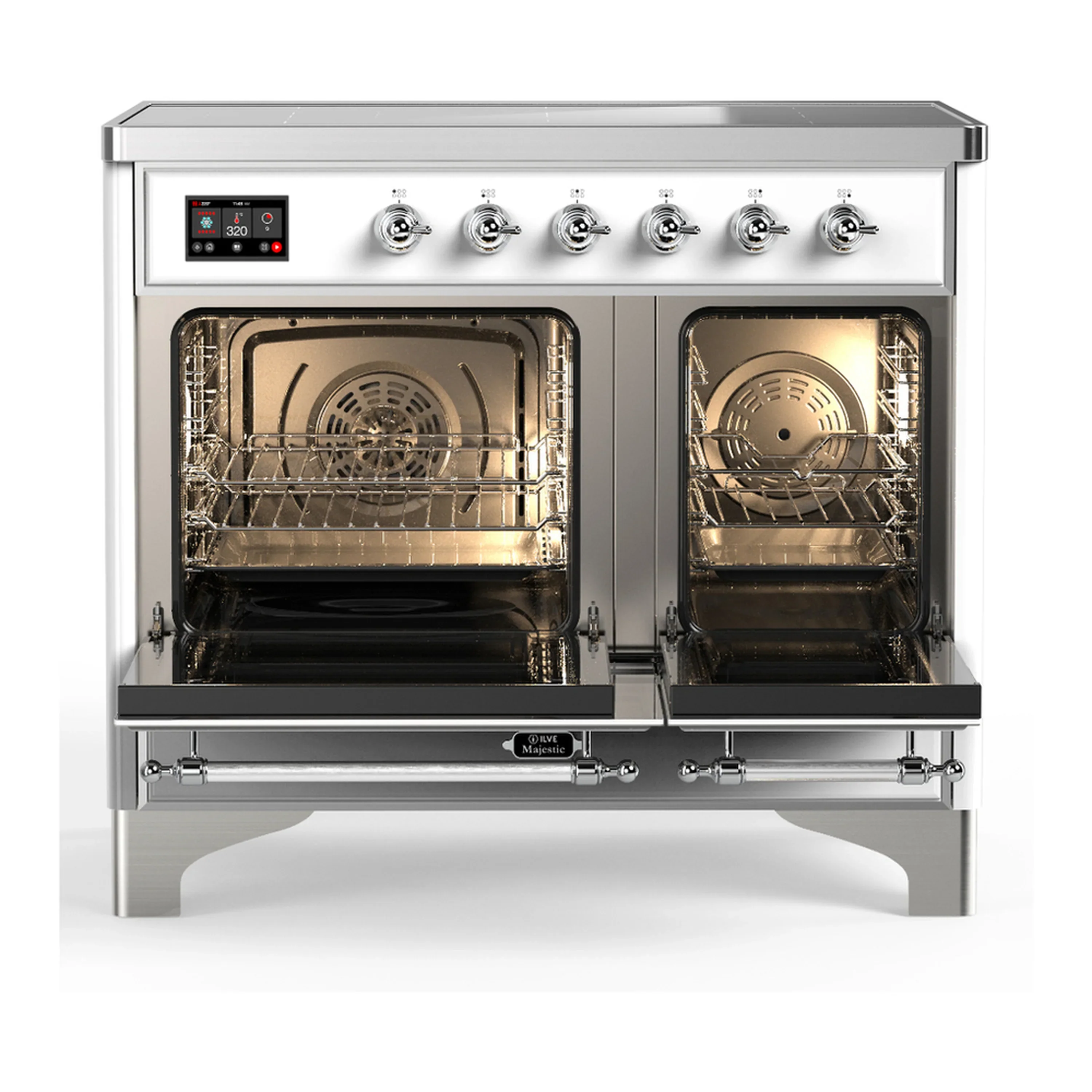 ILVE Majestic III 40-Inch Induction Range with 6 Induction Elements and Solid Door Electric Oven in White with Chrome Trim (UMDIB40QNR3WHC) - Image 6